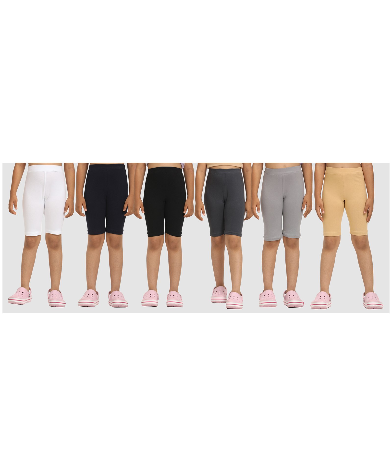 Zion Cotton Lycra Knit Pack Of 6 Solid 4 Way Stretchable Tights - Multi Colour-picture-31