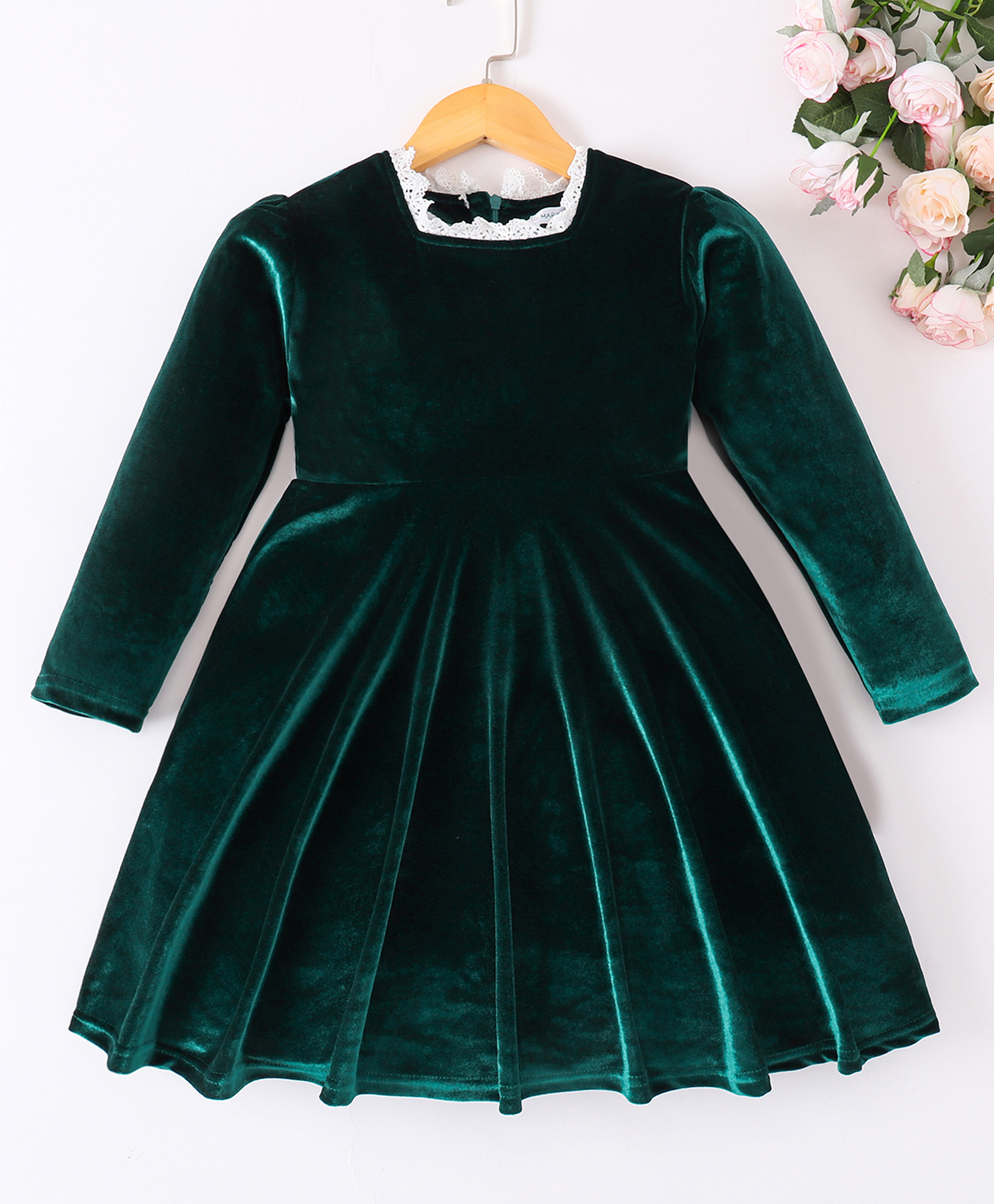 Mark & Mia Full Sleeves Solid Party Dress - Dark Green-image-46