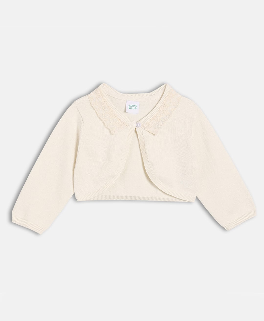 MINI KLUB Cotton Knit Full Sleeves Solid Shrug - White-picture-37