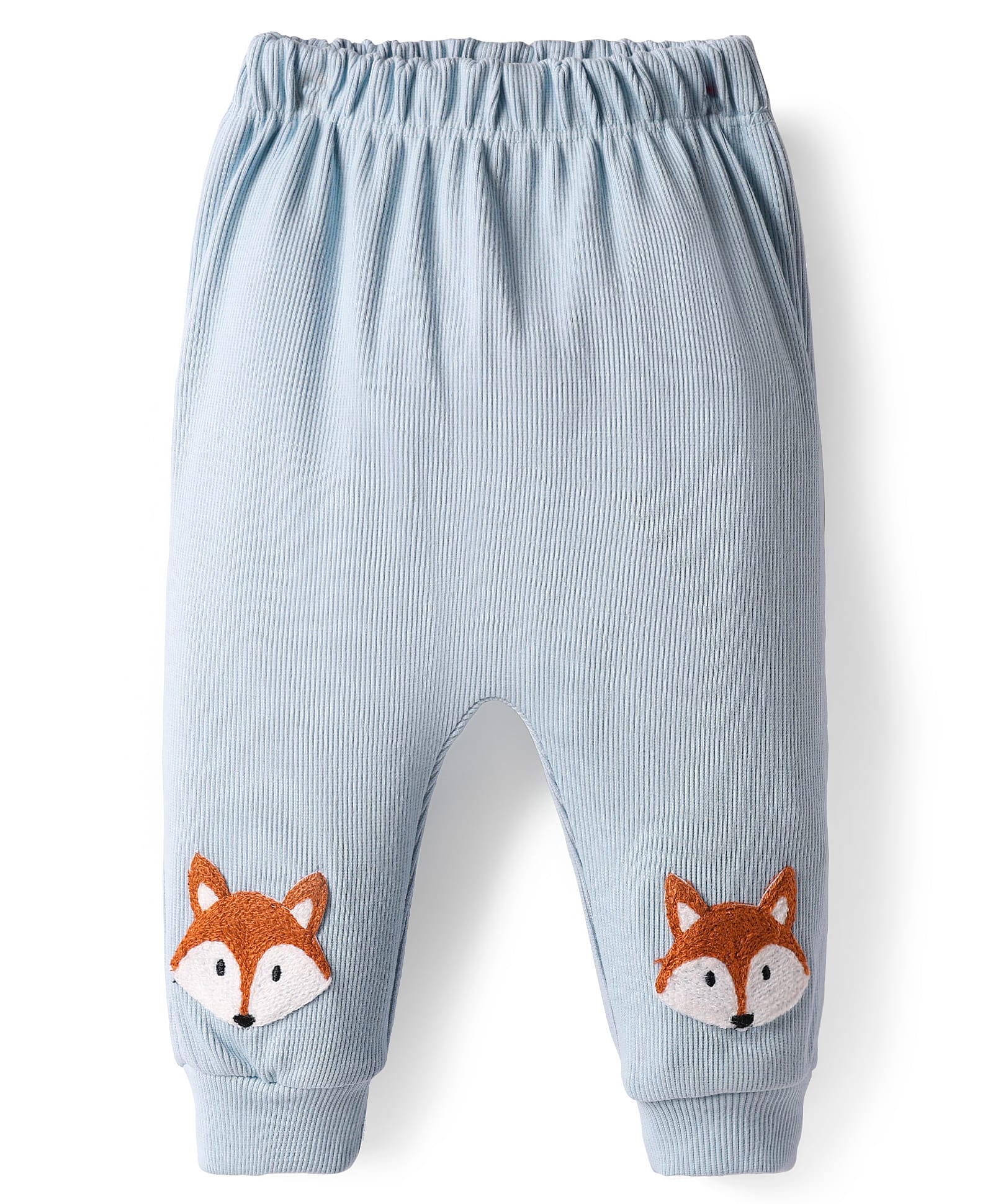 Little Kangaroos Knit Full Length Lounge Pant with Fox Embroidery - Light Blue-image-15
