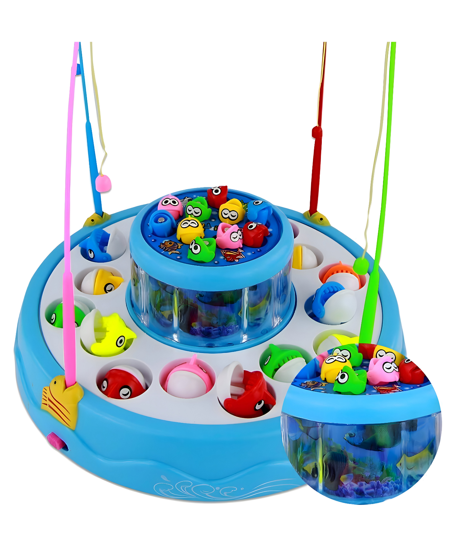NEGOCIO Fishing Game Toy Set for Kids with Multilayer Rotating Pond, 26 Fishes, 4 Fishing Poles, Dynamic Light and Music Safe and Durable- PACK OF 1- COLOR MAY VARY-picture-15