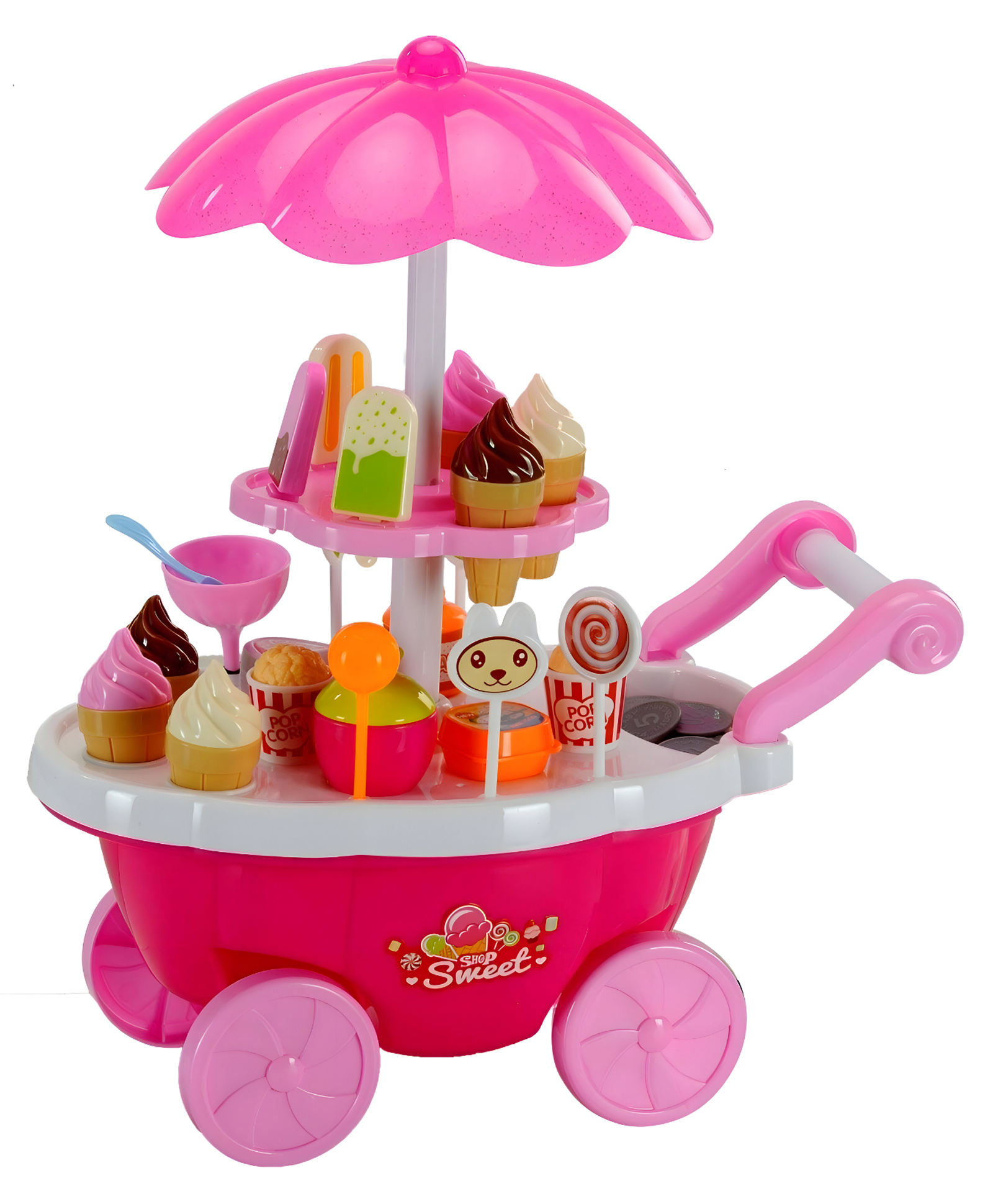NEGOCIO Sterling Ice Cream Candy Cart 39 PCS Pretend Play Food Dessert and Cash Trolley Set Toy- PACK OF 1- COLOR MAY VARY-image-23
