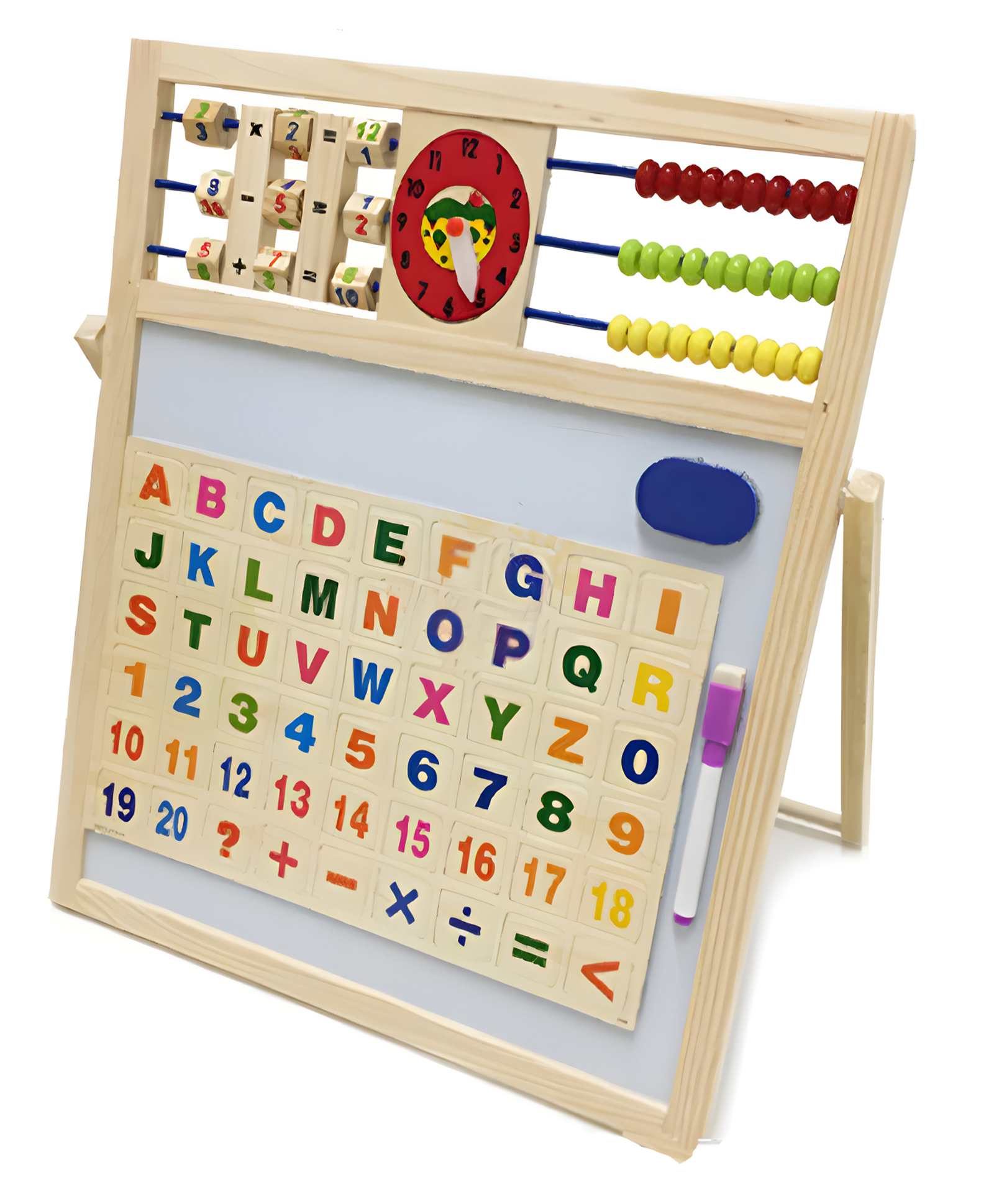 NEGOCIO Wooden Writing Board Creative Learning Calculator Toy Funny Wooden Magnetic Drawing Board- PACK OF 1- COLOR MAY VARY-image-5