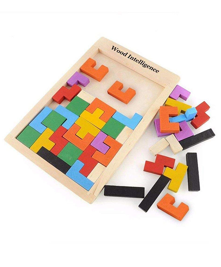 New Pinch 3D Wooden Tangram Puzzle Jigsaw Tetris Russian Blocks Board Puzzle Multicolour - 40 Pieces(PACK OF 1)-image-48
