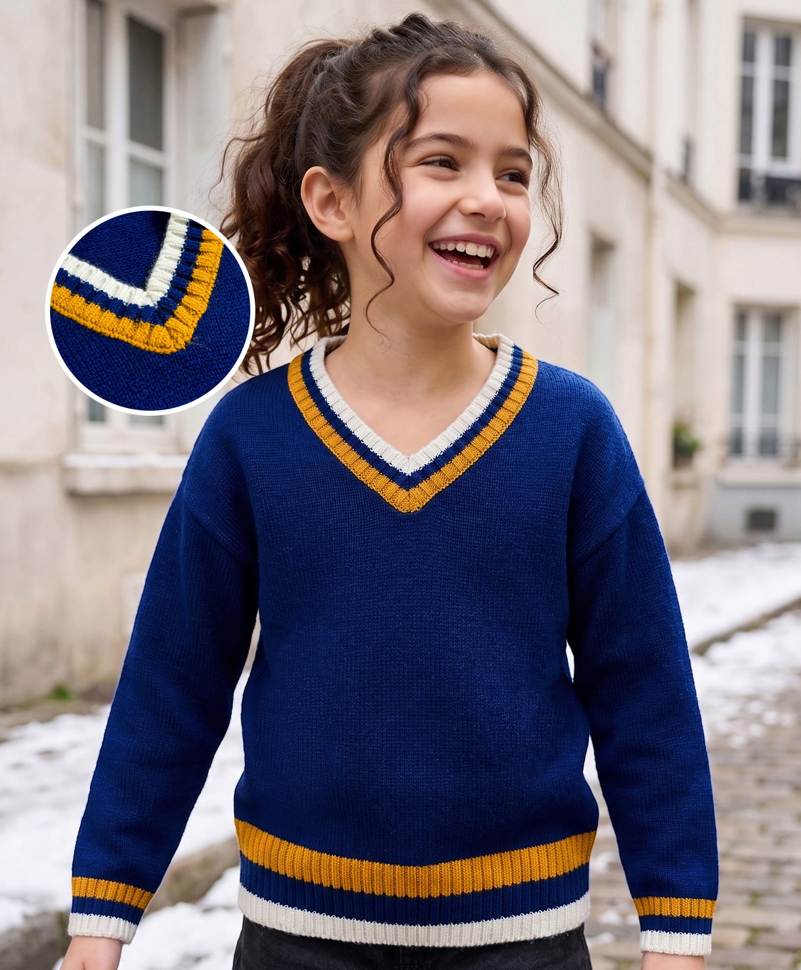 Pine Kids Knit Full Sleeves Solid Color Pullover Sweater - Navy Blue-picture-22