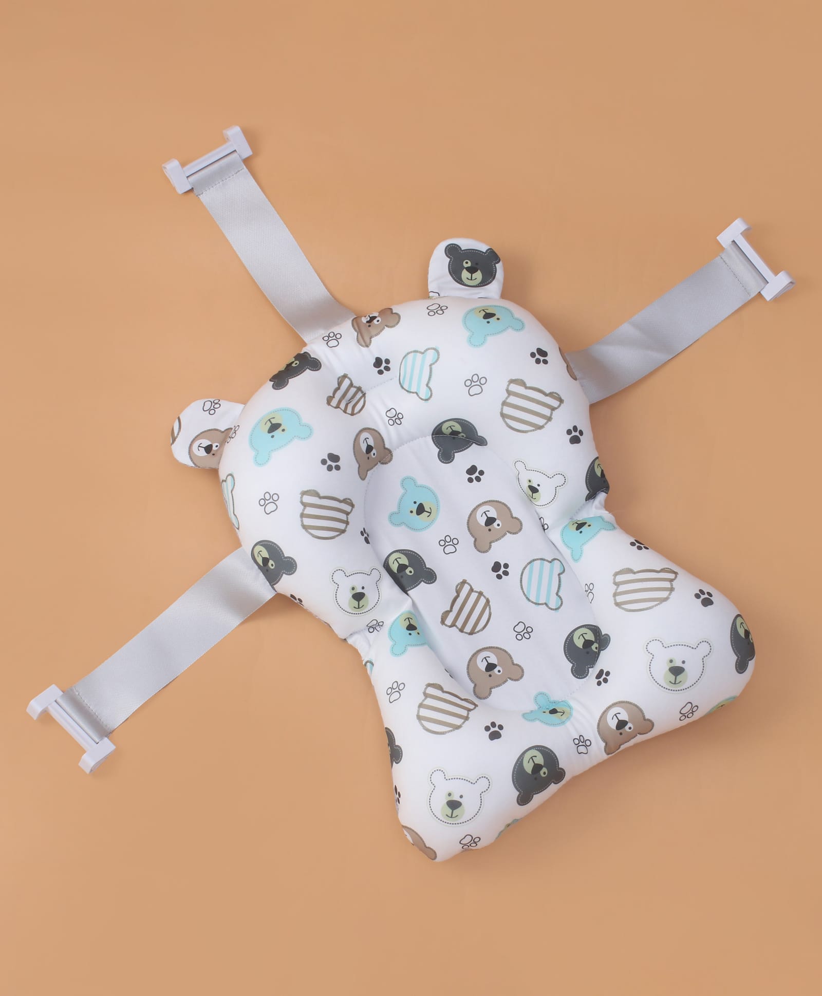 Baby Bath Cushion With Teddy Print - White & Tan-image-5