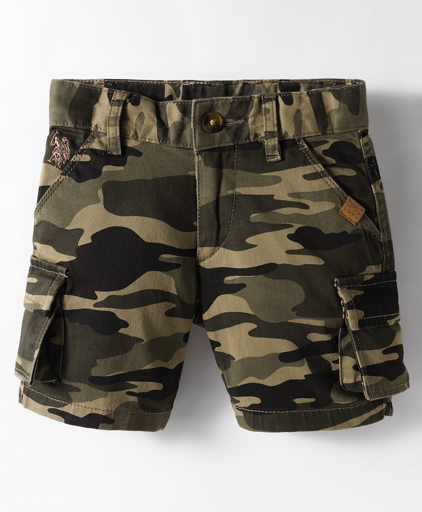 US Polo Assn Cotton Woven Shorts with Camouflage Print - Dark Green-image-23