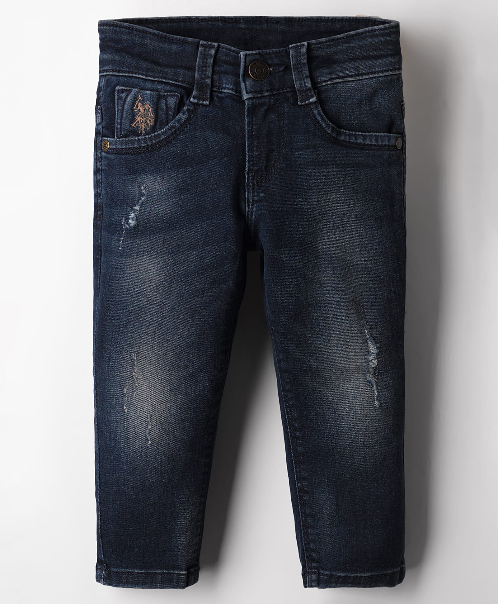 US Polo Assn Cotton Woven Full Length Solid Color Jeans - Navy Blue-picture-41