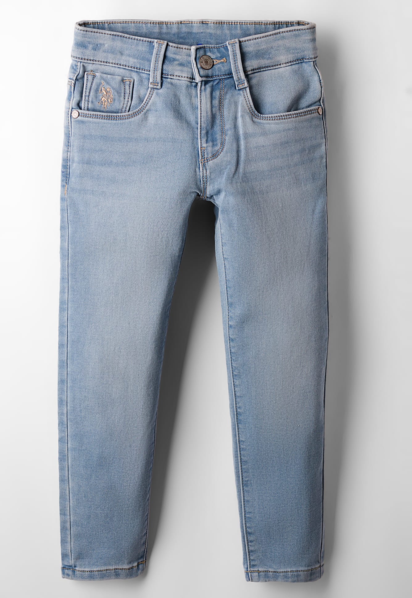 US Polo Assn Cotton Woven Slim Fit Denim Solid Color Weave Jeans - Light Blue-picture-13
