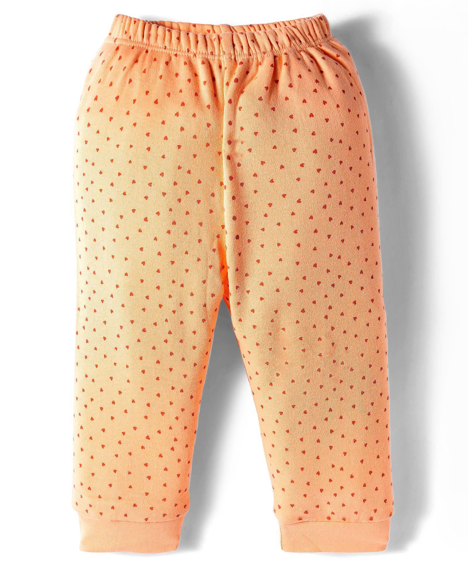 Tango Fleece Knit Full Length Lounge Pant with Heart Print -Orange