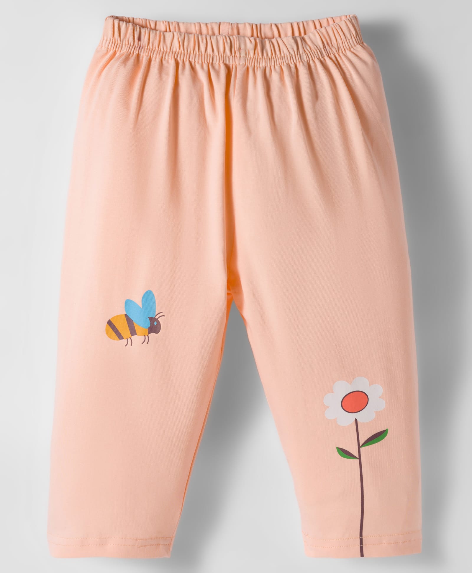 Tango Single Jersey Knit Full Length Lounge Pant With Floral & Bee Print - Peach-picture-16