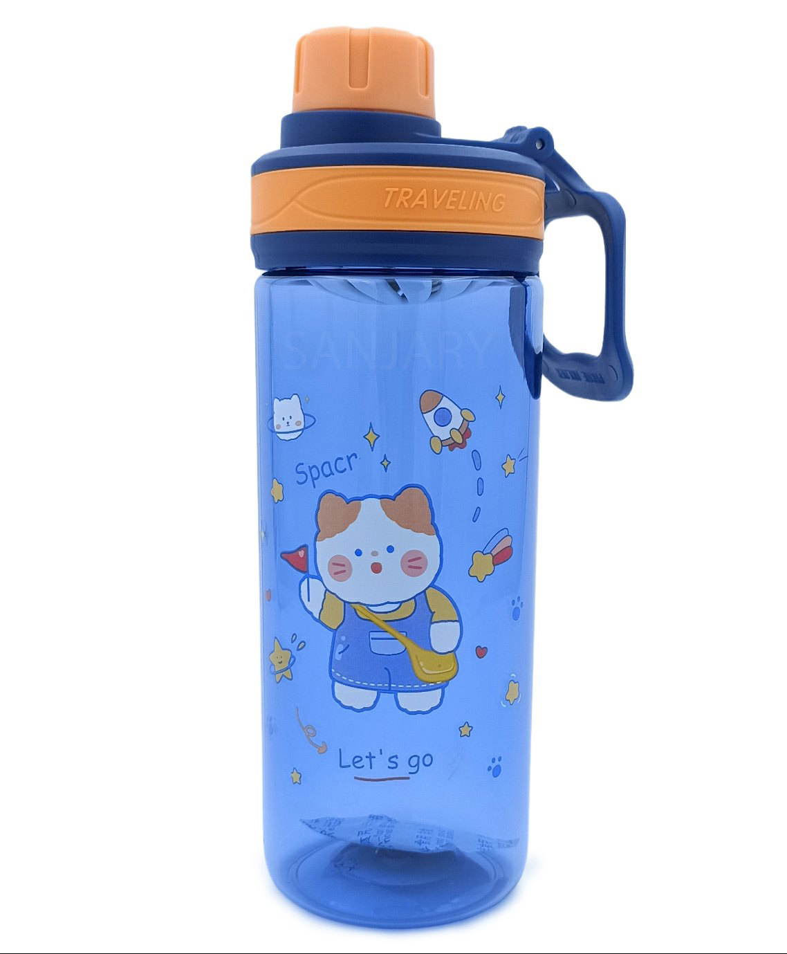 SANJARY Cute and Convenient Cartoon Printed Kids Plastic Water Bottle 550 ml with Designer Hand Strap & Flip Lid BPA-Free-Perfect for School,Sports color design may vary-image-2