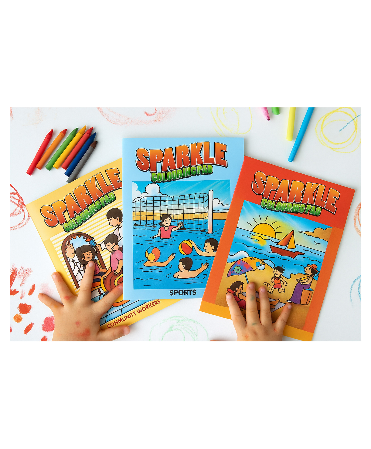 Sparkle Colouring Pad Set of 3 Public Places, Sports & Community Workers with Free Storybook & Sticker Sheet (3+ Years)-image-41