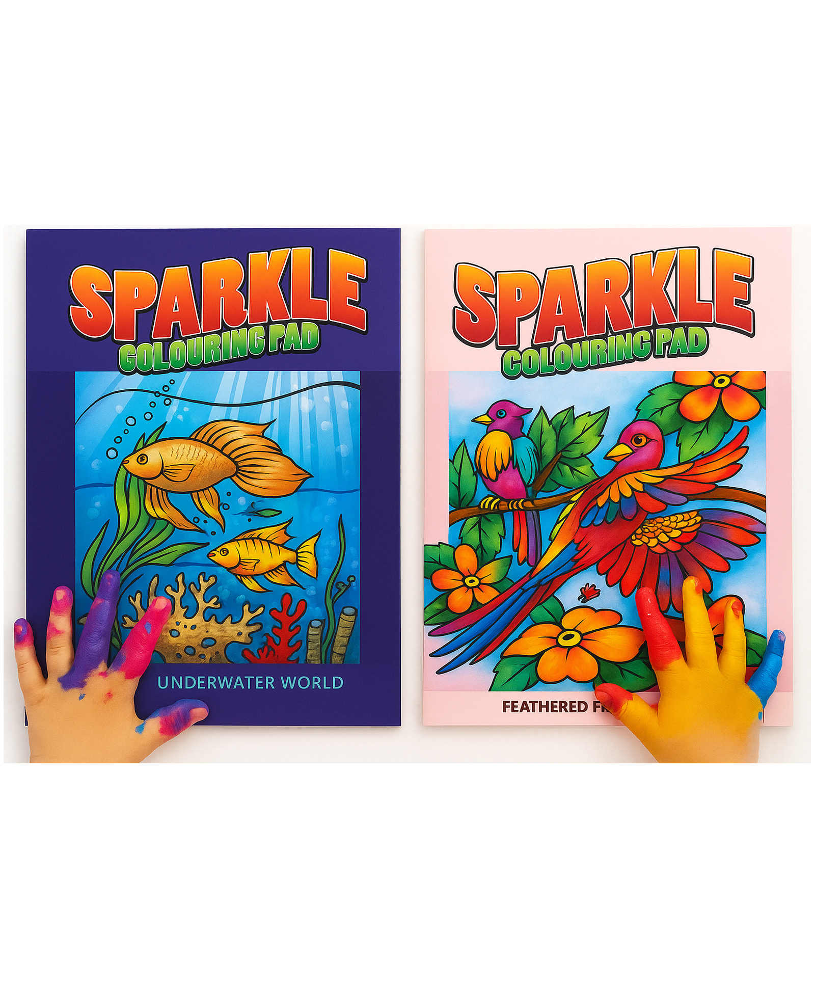 Sparkle Colouring Pad Set of 2 Feathered Friends & Underwater World with Free Storybook & Sticker Sheet (3+ Years)-image-49