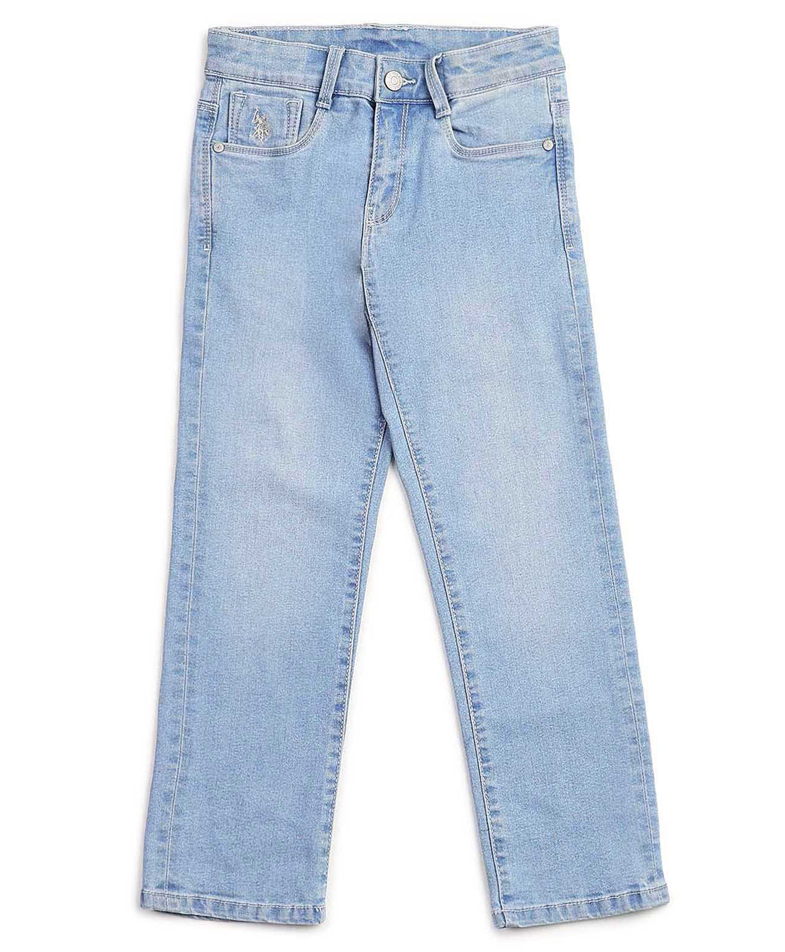 US Polo Assn Cotton Woven Full Length Relaxed Fit Solid Color Jeans - Light Blue-picture-13