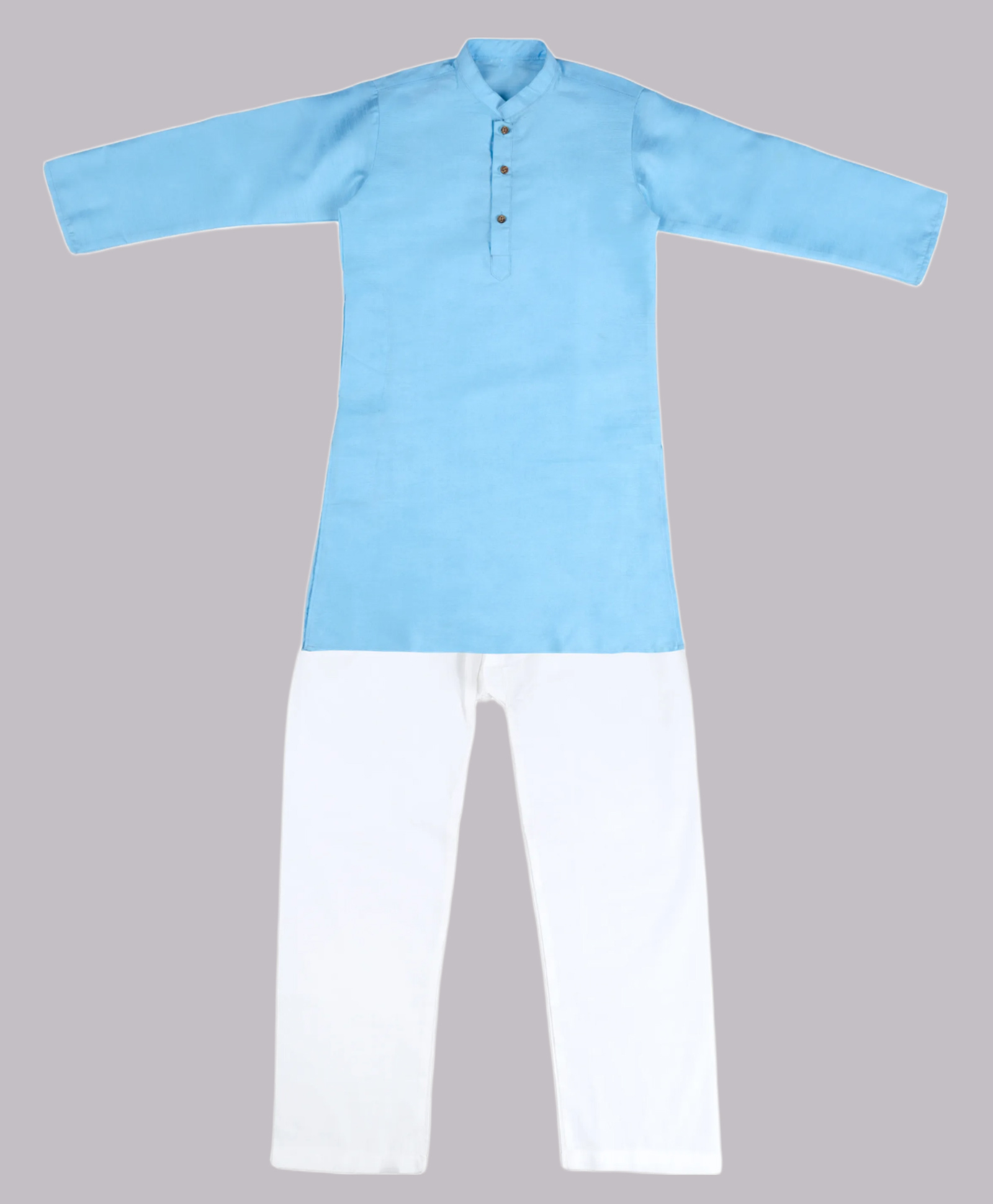 Vaanee Designz Cotton Blend Woven Full Sleeves Solid Kurta Pyjama Set - Blue-image-4