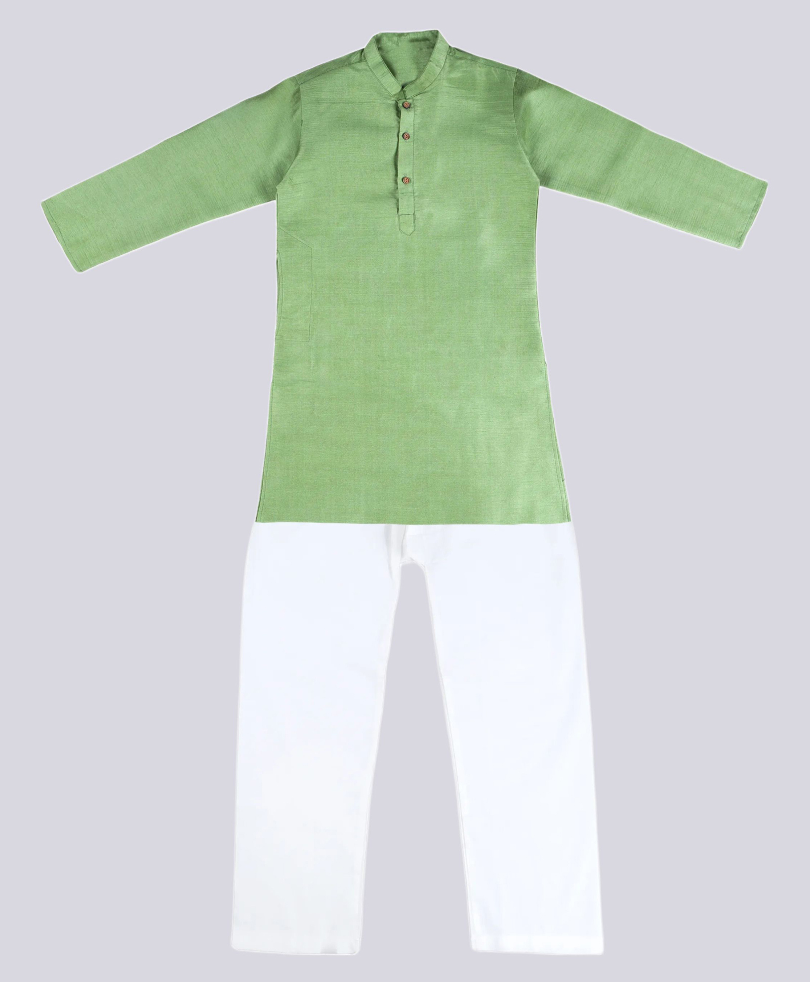 Vaanee Designz Cotton Woven Woven Full Sleeves Solid Kurta Pyjama Set - Green-image-5