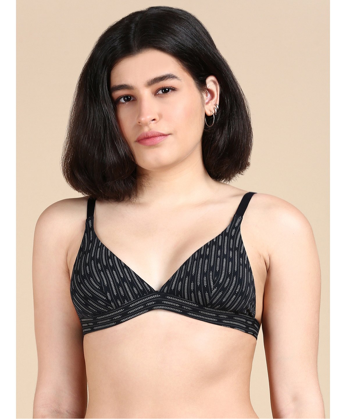 &Circus Modal Knit Leaves Printed Adjustable Maternity Bra - Black-picture-11