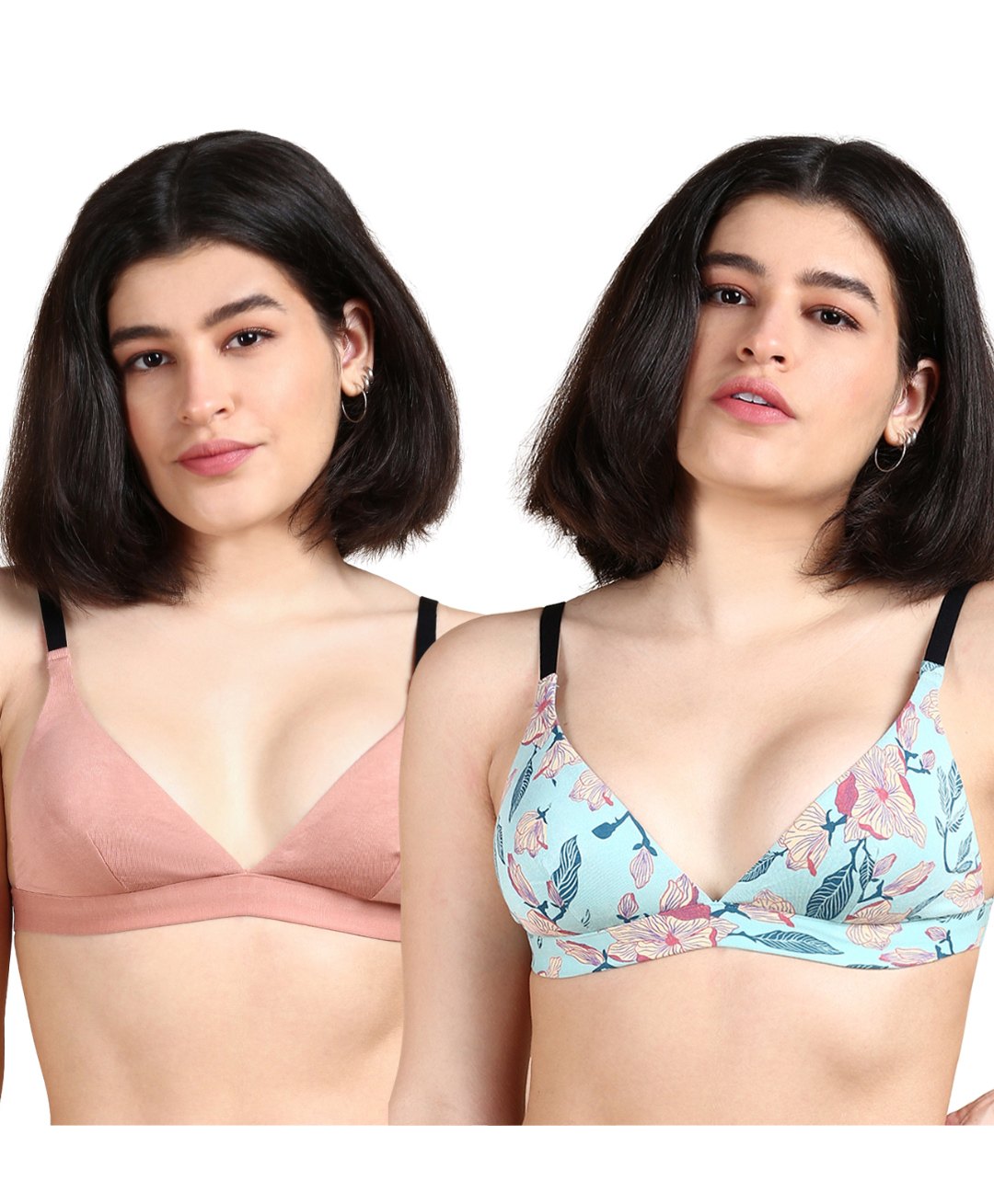 &Circus Modal Knit Pack Of 2 Solid & Floral Printed Adjustable Maternity Bras - Multi Colour-picture-34