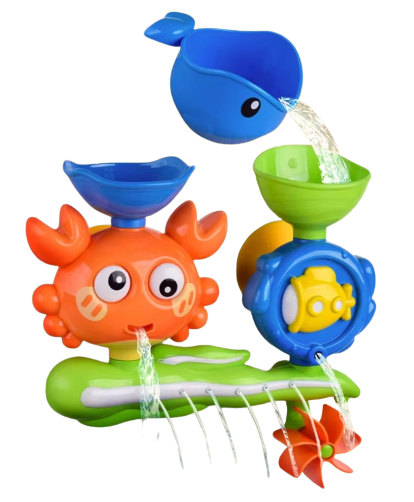 BitFeex Crab Bath Water Fountain Toy for Kids with Rotating Waterwheel & Whale Cup | Suction Wall Mounted Bathroom Toy | Early Learning Sensory Water Play Toy for Toddlers-image-11