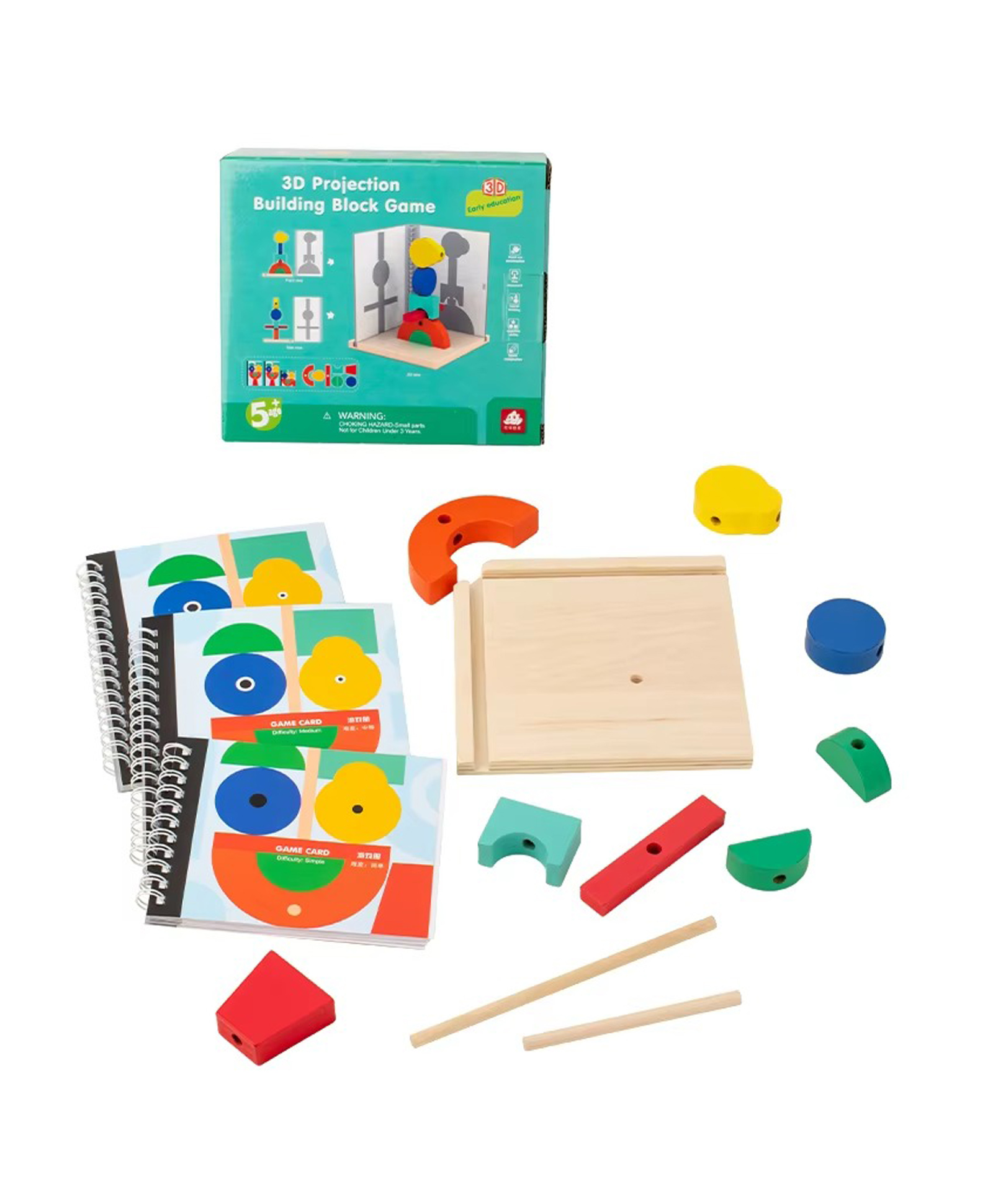 BitFeex Wooden 3D Projection Puzzle Game Educational Building Block Toy for Kids with Mirror Matching Shadow Cards STEM Learning Toy for Ages 5-8 Montessori Inspired Wooden Game with Book-image-8