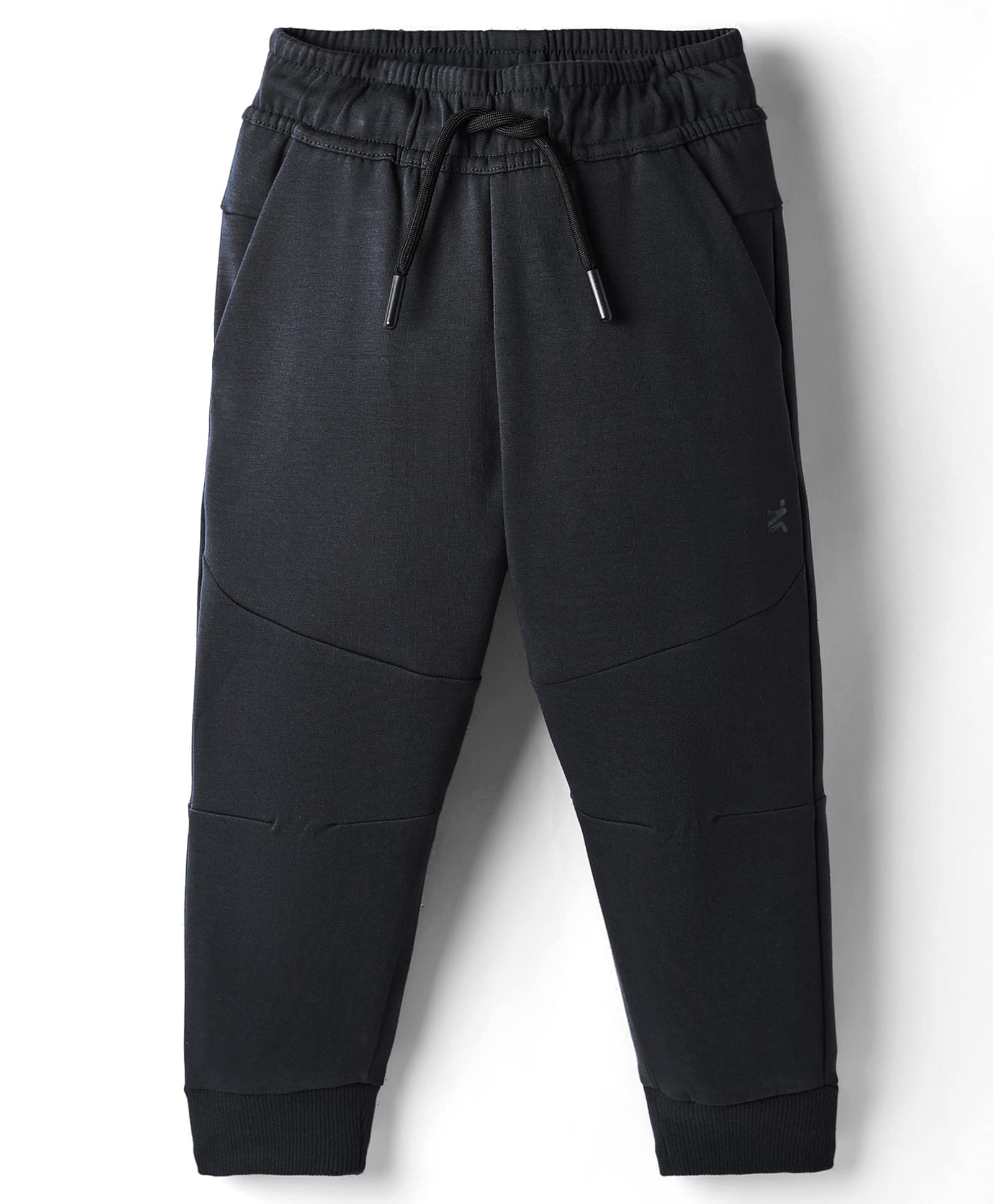 Doreme Knit Fleece & Woollen Pant With Text Print & Cut & Sew Design - Black-image-11