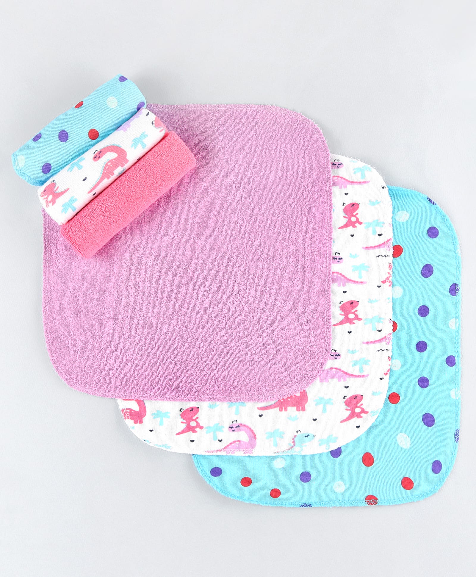 Babyhug Cotton Terry Knit Wash Cloths Pack of 6 L 28 x B 28 cm - Multicolour-picture-26