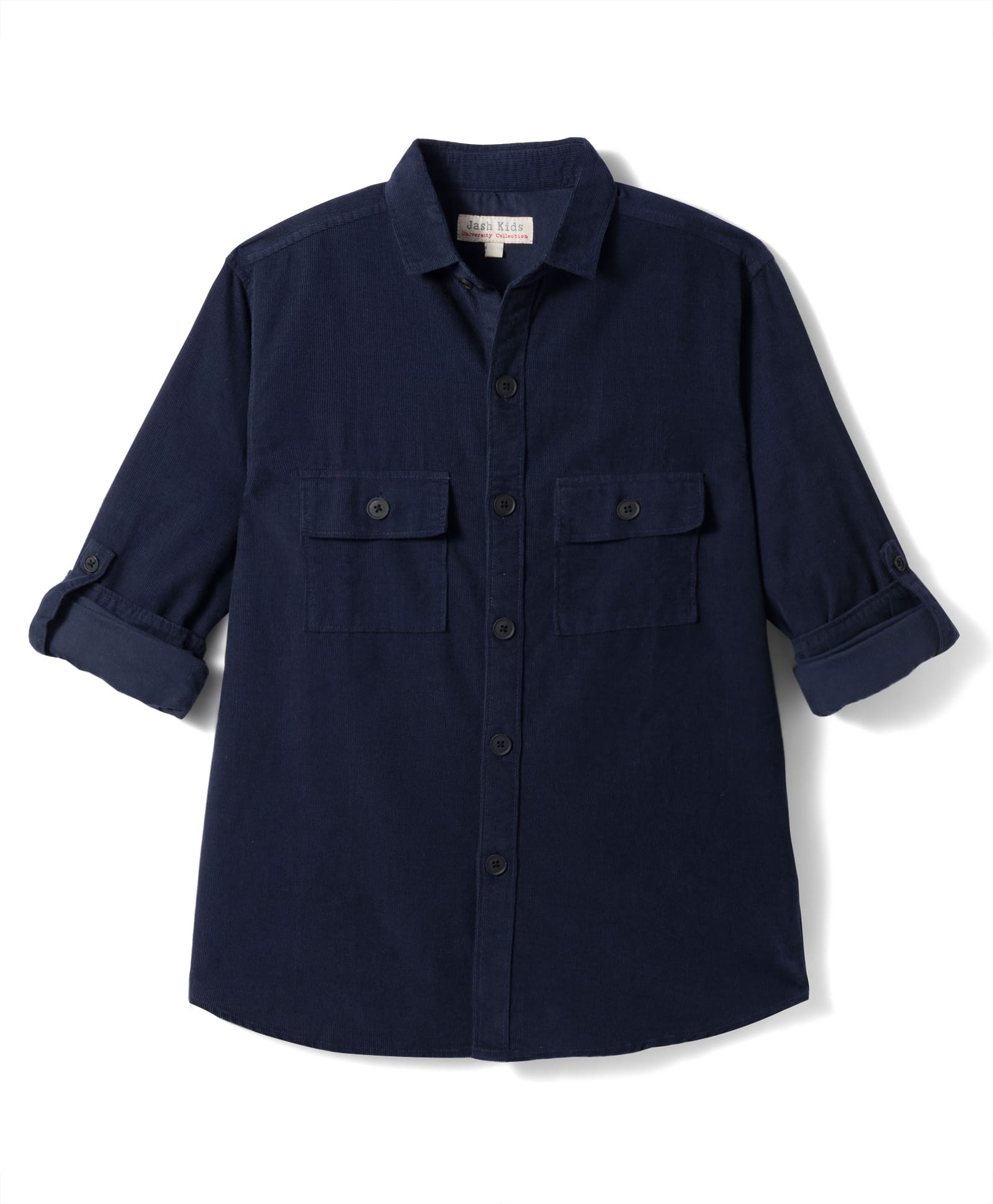 JASH KIDS Corduroy Woven Full Sleeves Solid Colour Shirt - Navy Blue-image-18