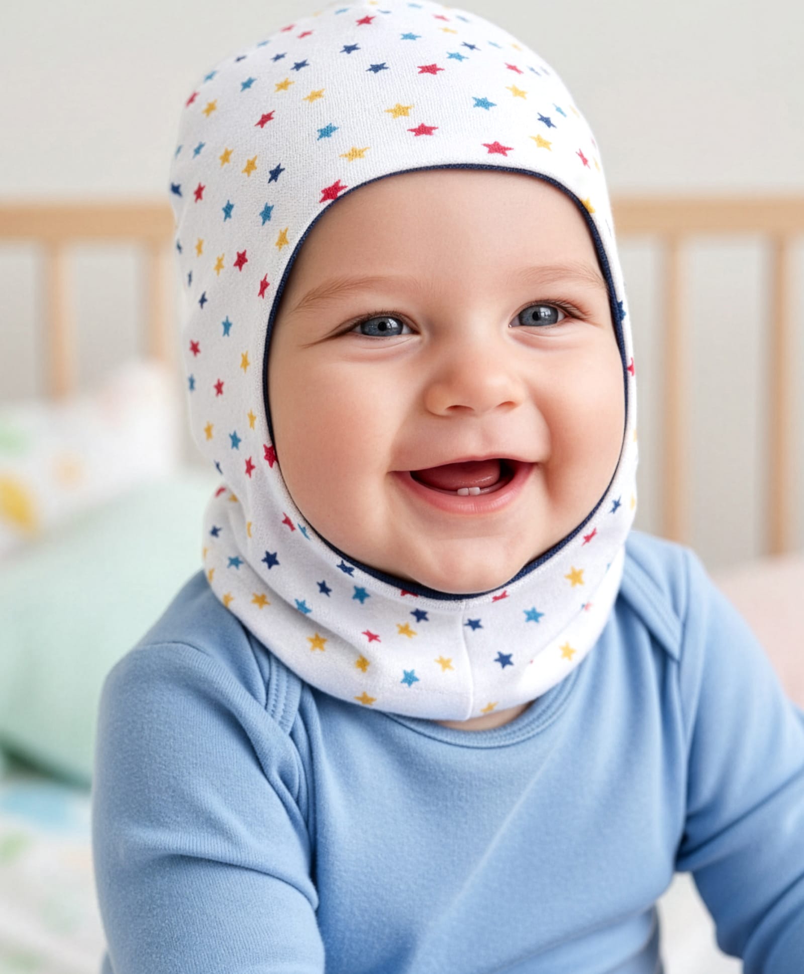 Babyhug Knit Reversible Monkey Cap With Star Print White - Diameter 10 cm-image-20