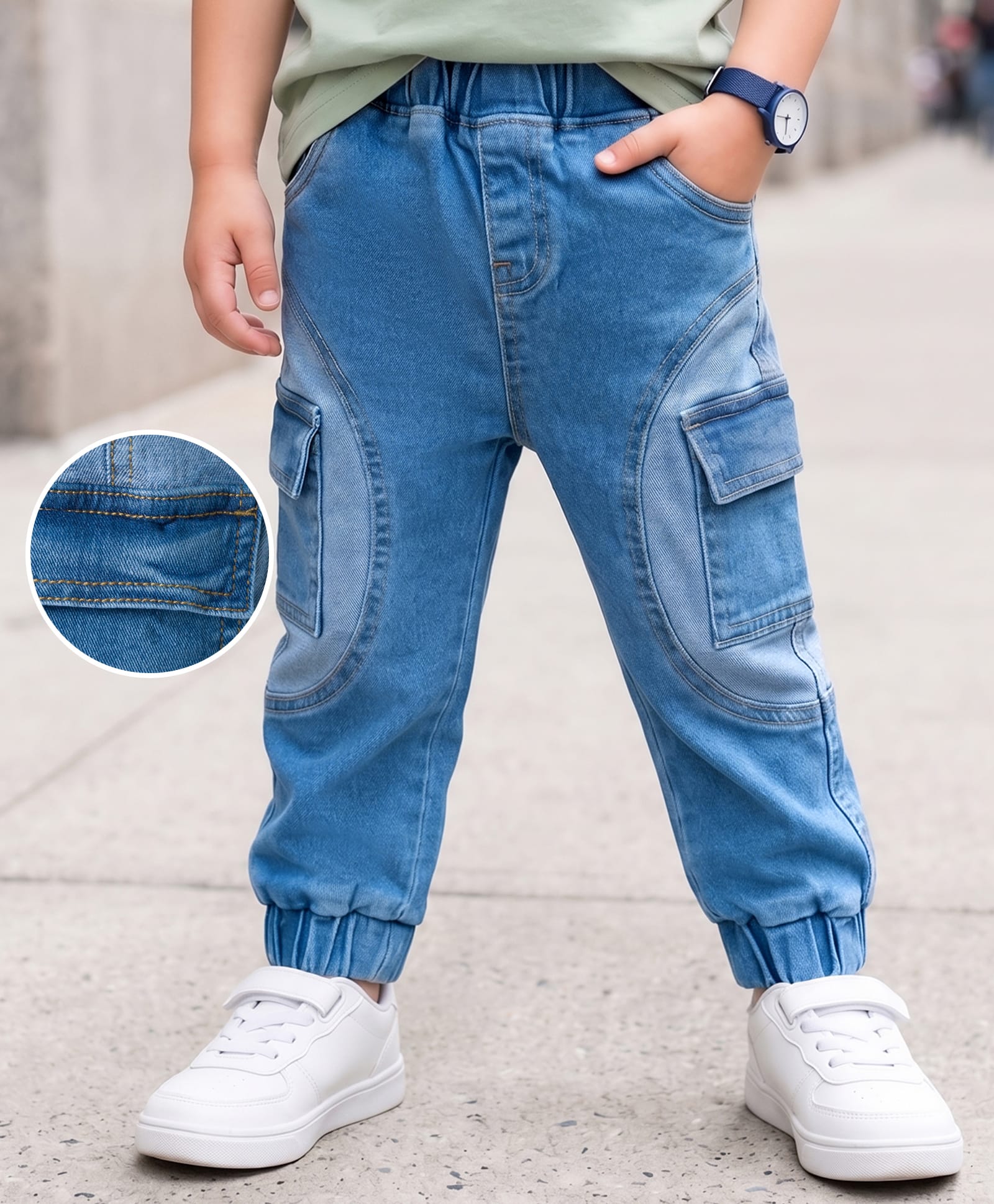Mark & Mia Cotton Lycra Denim Full Length Washed Jeans With Pocket & Tipping Detailing - Blue-picture-27