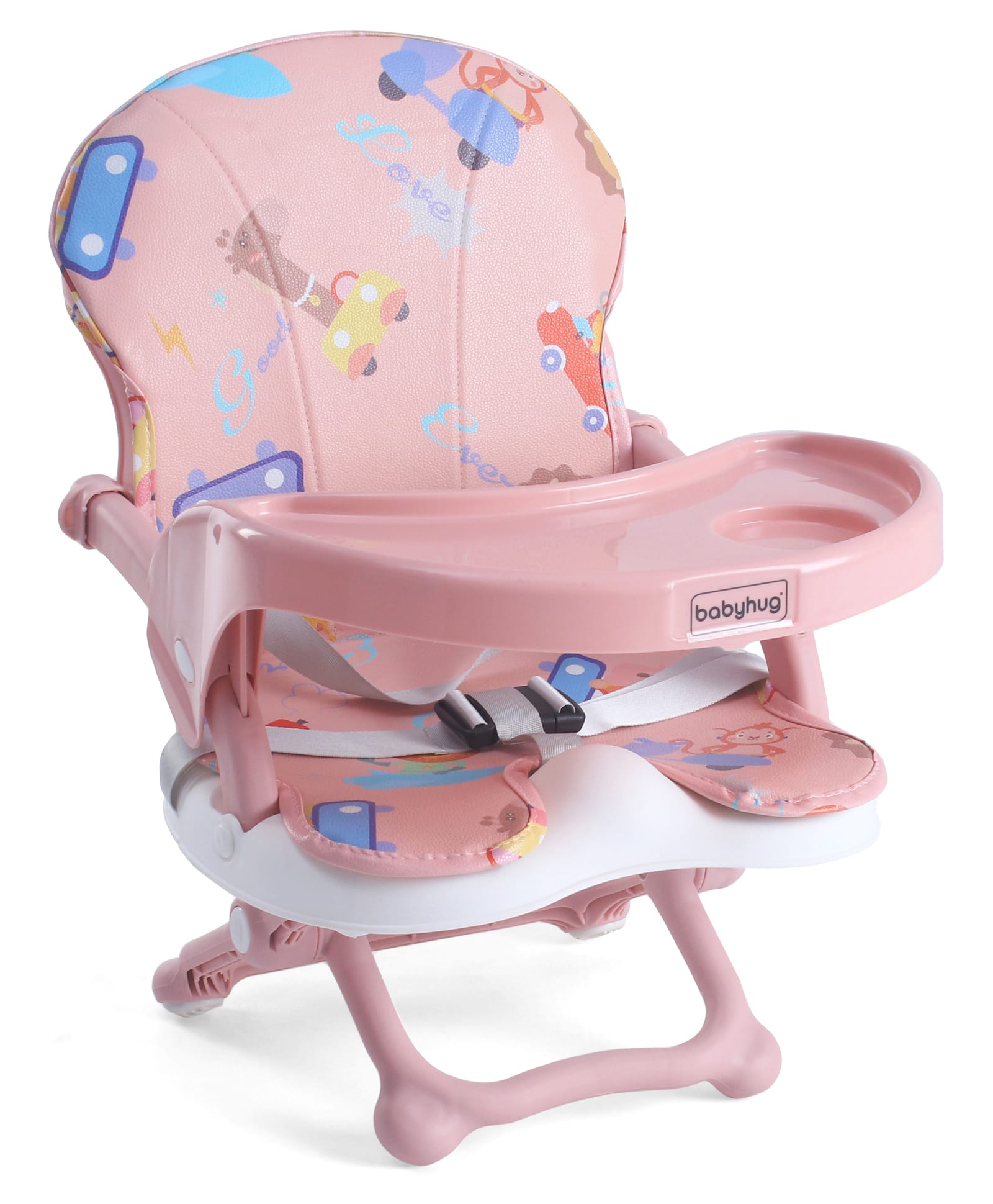 Babyhug 2 in 1 Kids Feeding Chair & Booster Chair with Removable Tray & Seat Cushion - Pink| Adjustable Height| Safety Harness| Foldable Legs| Non Slip Base| Easy to Clean| Durable Built-picture-15