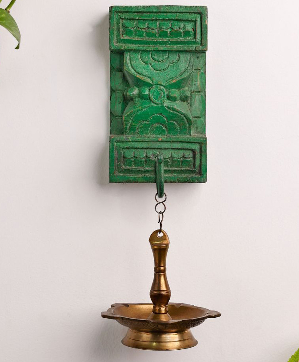 The Advitya Hand Carved Wooden Green Hook Wall Decor-picture-18