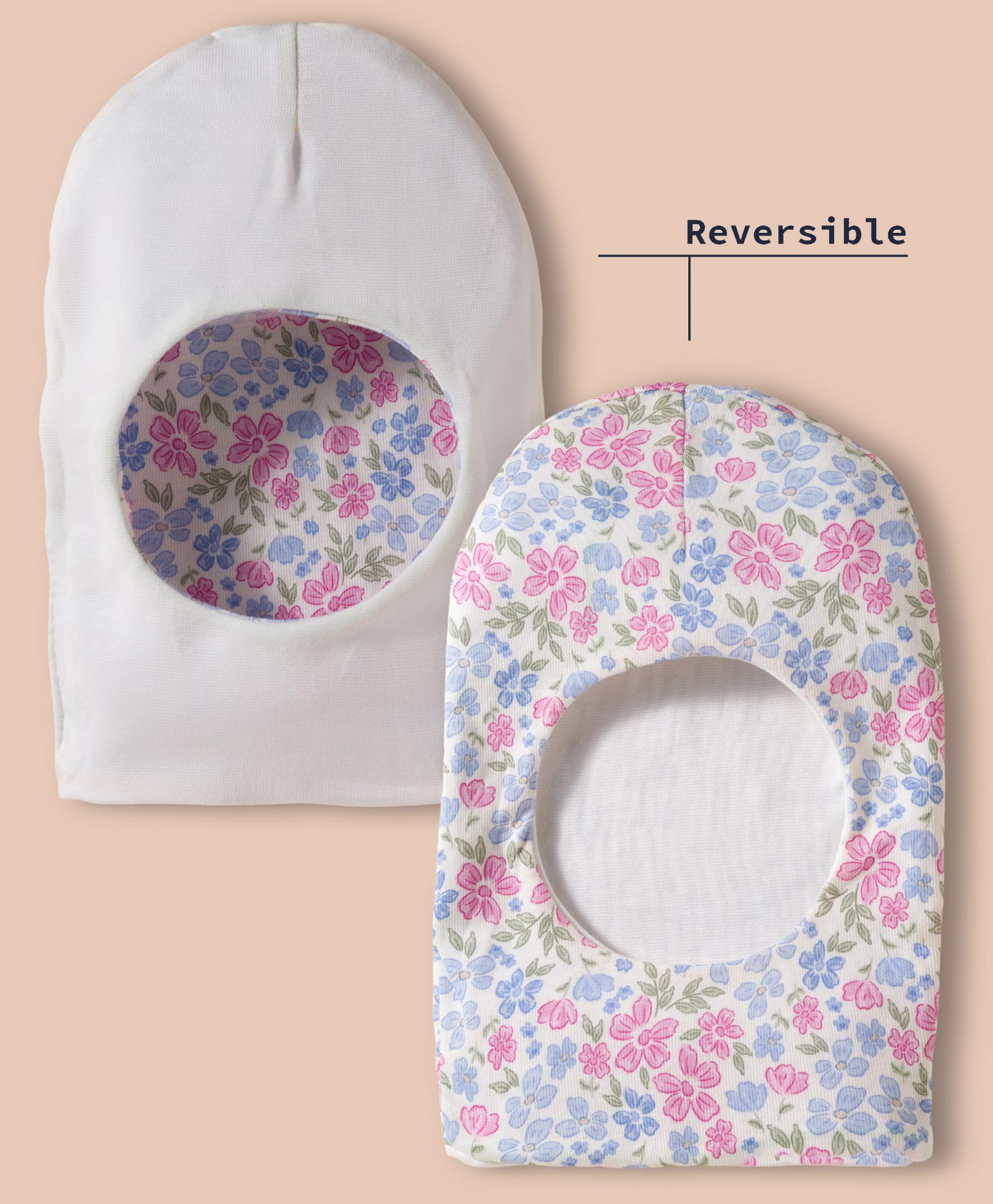 Ben Benny Interlock Knit Reversible Monkey Cap With Floral Print White - Diameter 9.5 cm