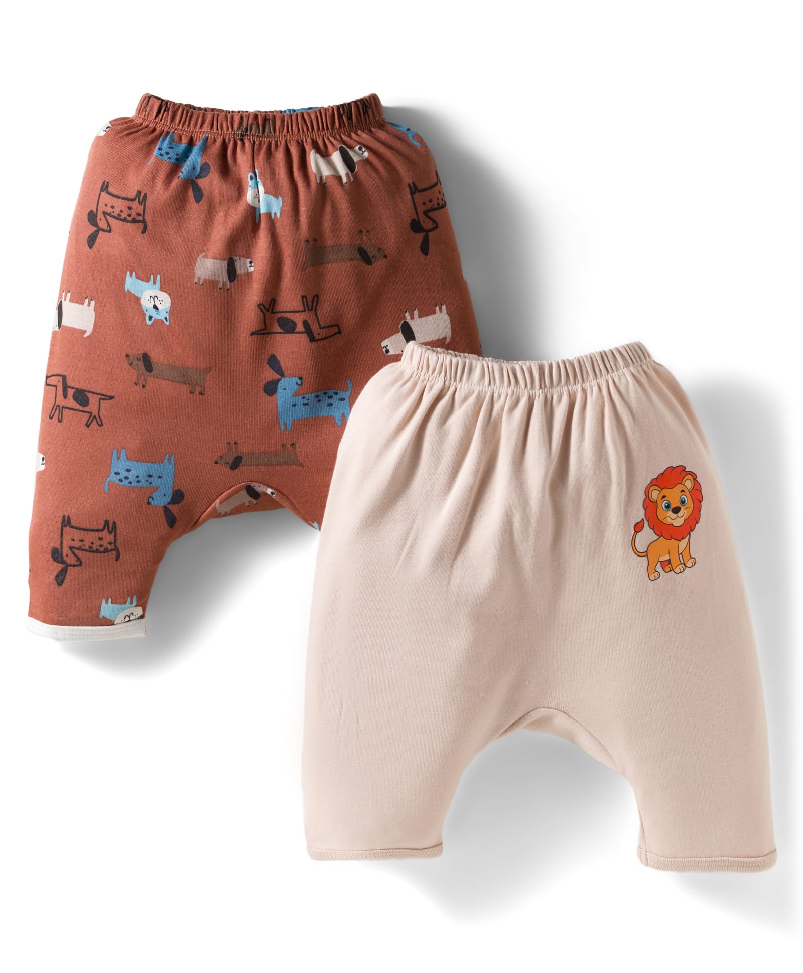 Ben Benny Interlock Knit Full Length Diaper Leggings with Animal Print Pack of 2 - Cream & Brown-picture-16
