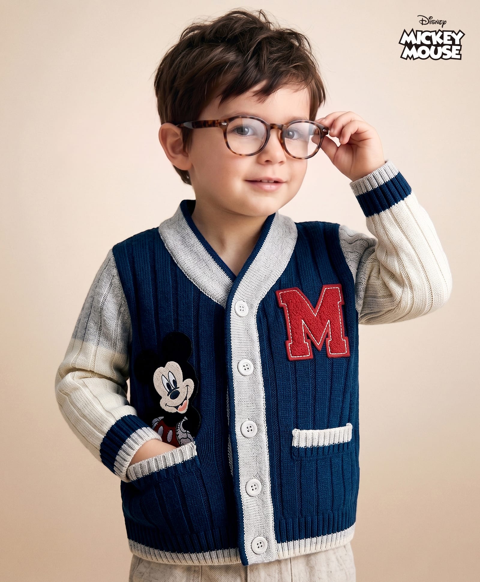 Babyhug Disney Woven Full Sleeves Front Open Sweater With Mickey Mouse Graphics - Navy Blue-picture-17