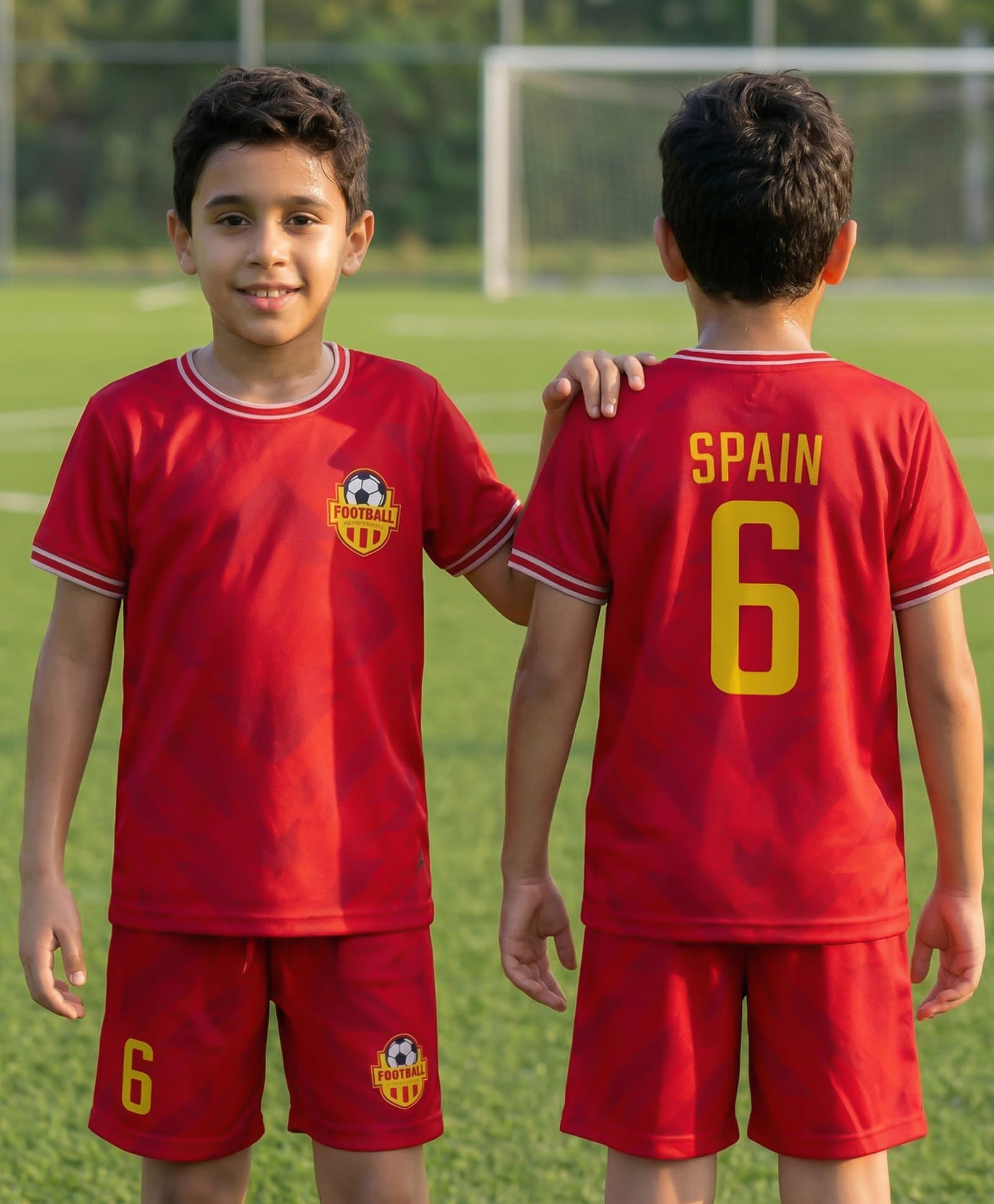 Pine Active Knit Half Sleeves T-Shirt & Shorts Football Set - Red-picture-26
