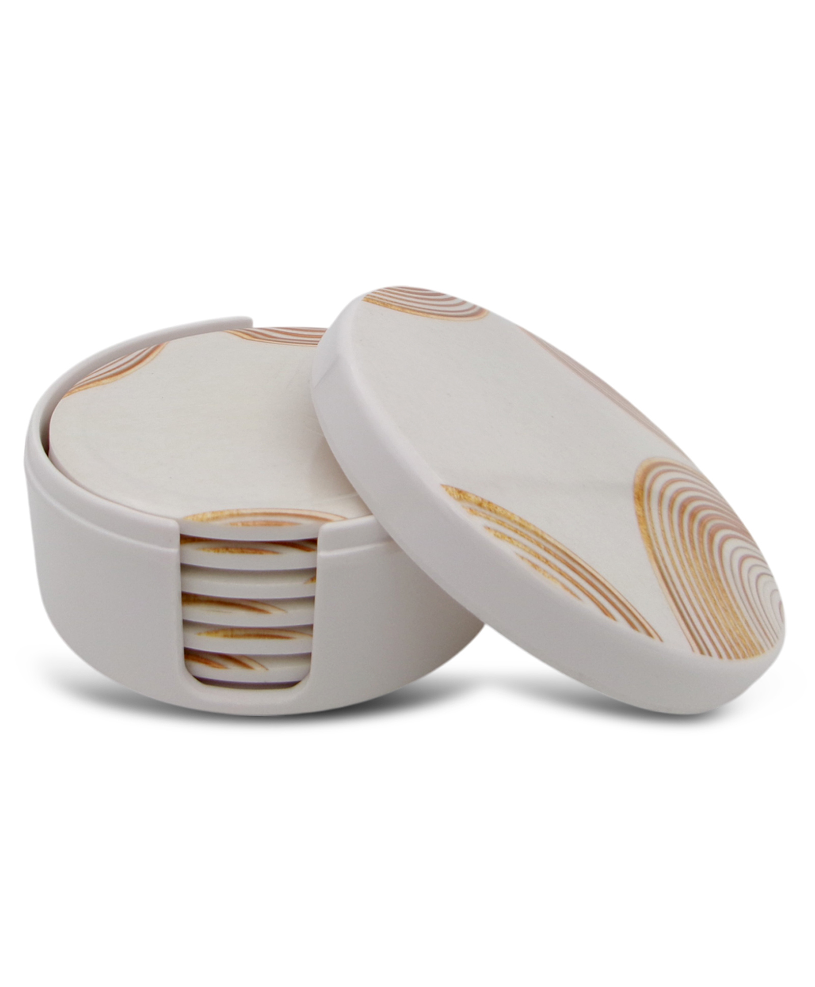 Superware Melamine Tea Coaster Set with stand - Golden Ring ( Set of 6 )-picture-45