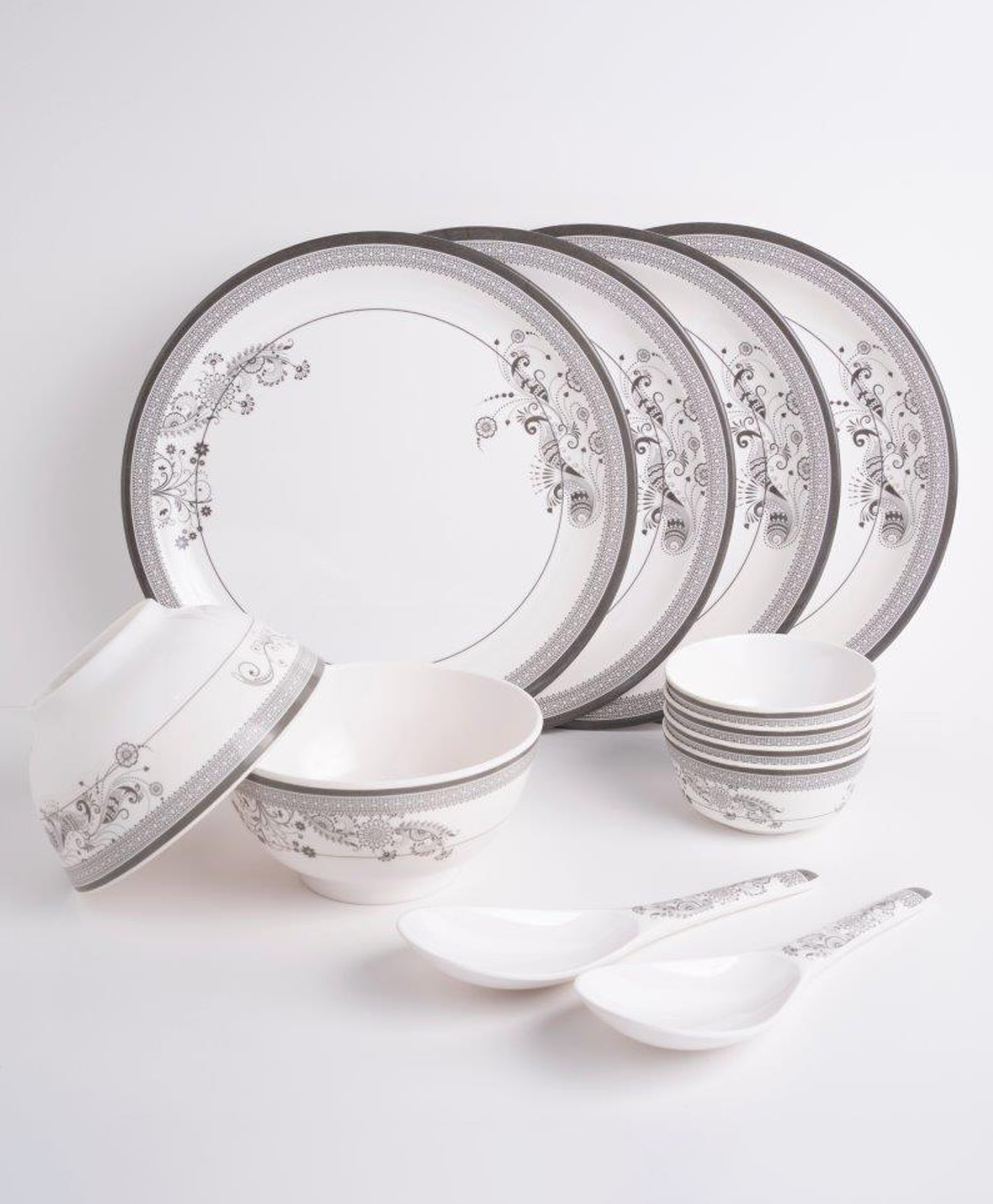 Superware Melamine 12 pcs Dinner set - Silver Lace-image-40