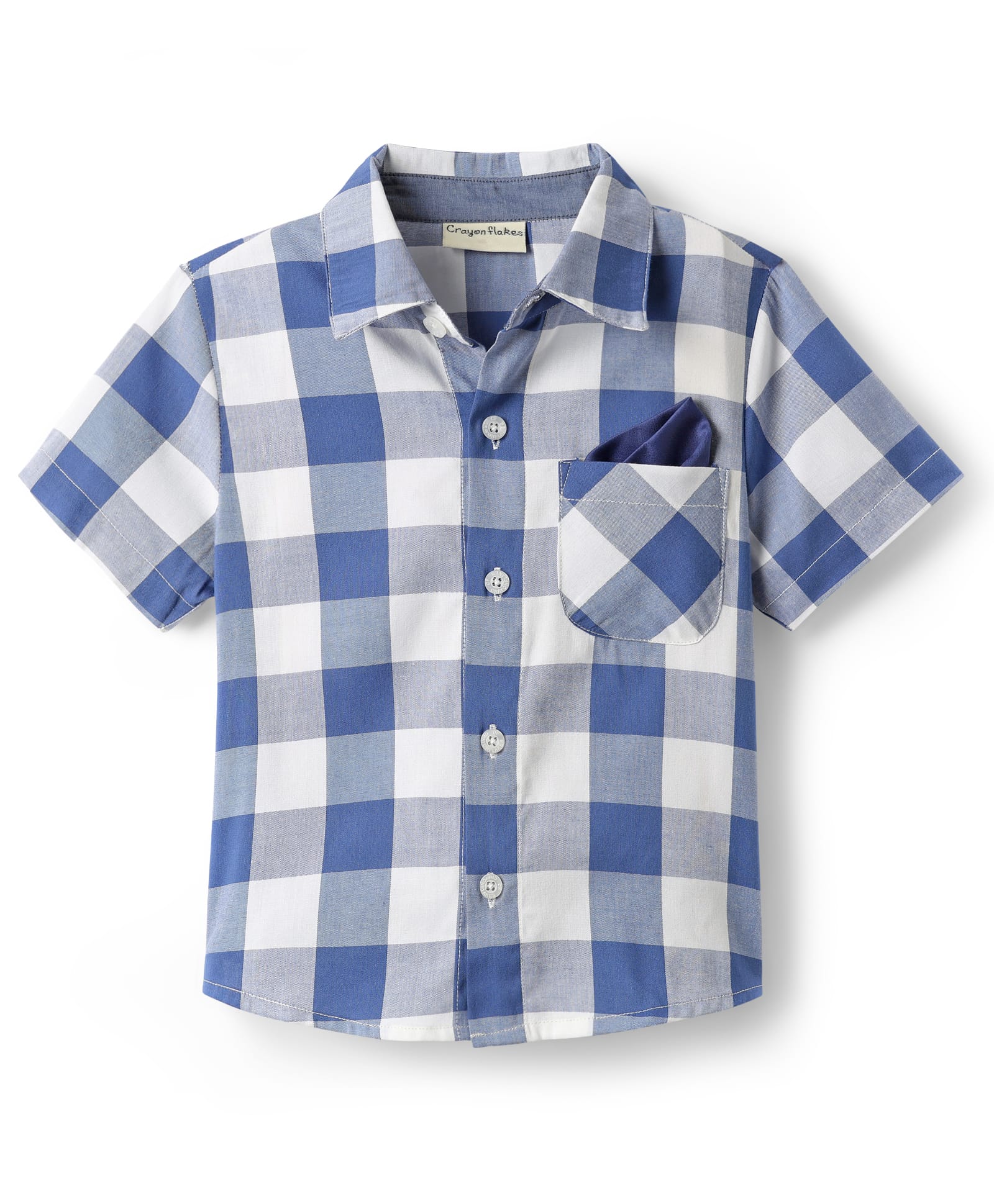 CrayonFlakes Rayon Woven Half Sleeves Buffalo Checked Shirt - Off White-picture-14