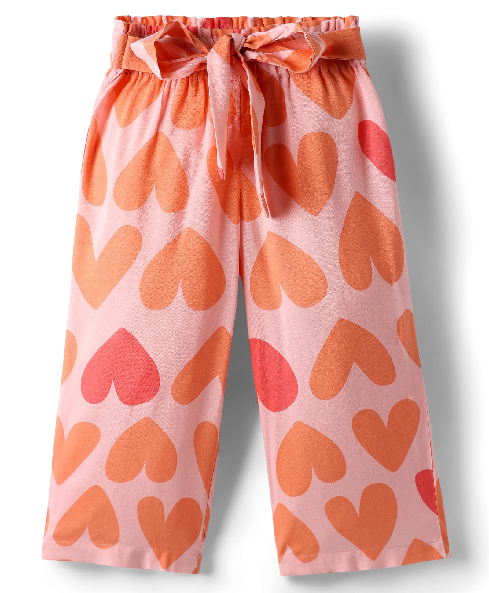 CrayonFlakes Rayon Knit Hearts Printed Belted Palazzo - Pink-picture-13