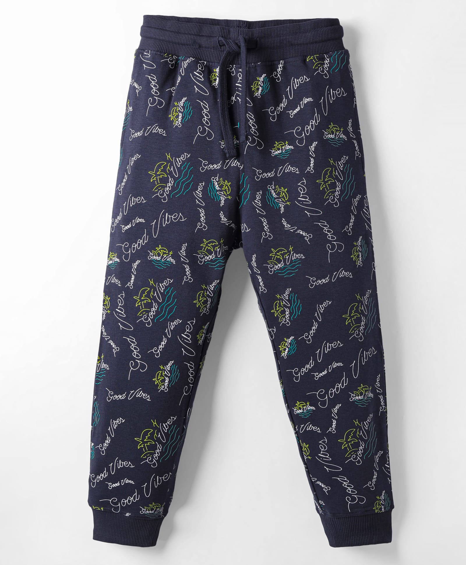 Doreme Single Jersey Knit Full Length Lounge Pant With Good Vibes Print - Navy Blue-picture-21