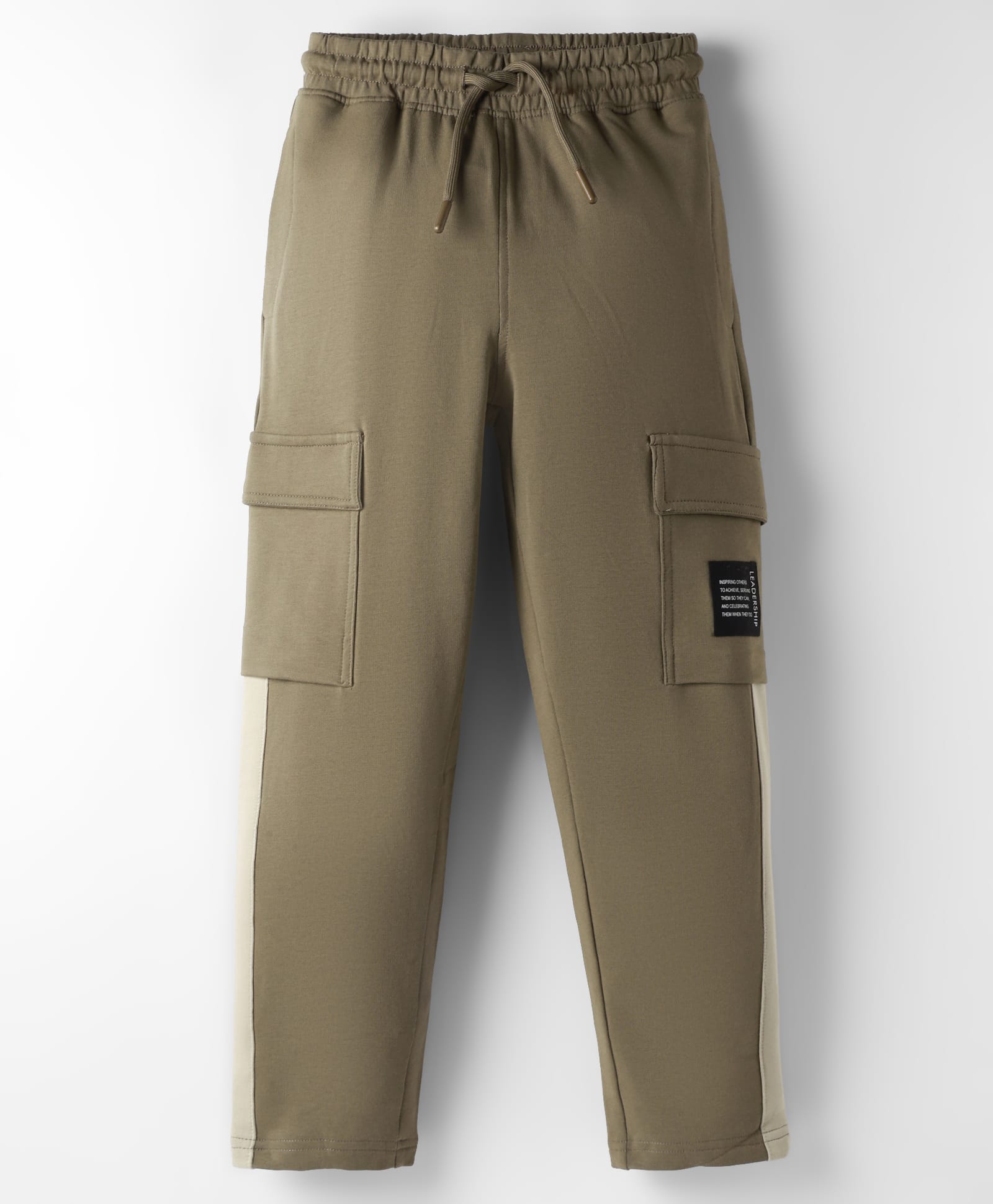 Doreme Terry Knit Full Length Track Pant With Text Patch - Tan-picture-25