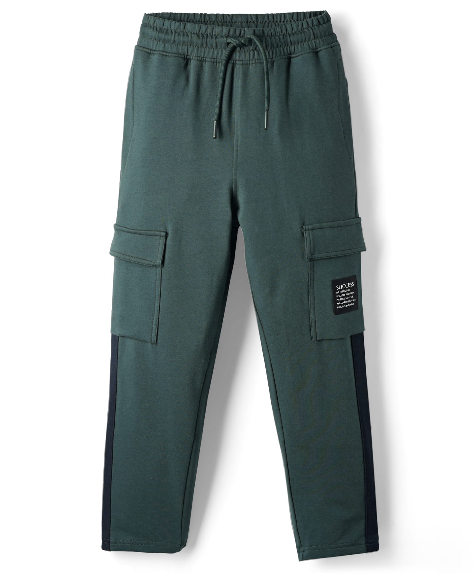 Doreme Terry Knit Full Length Track Pant With Text Patch - Dark Green-image-47