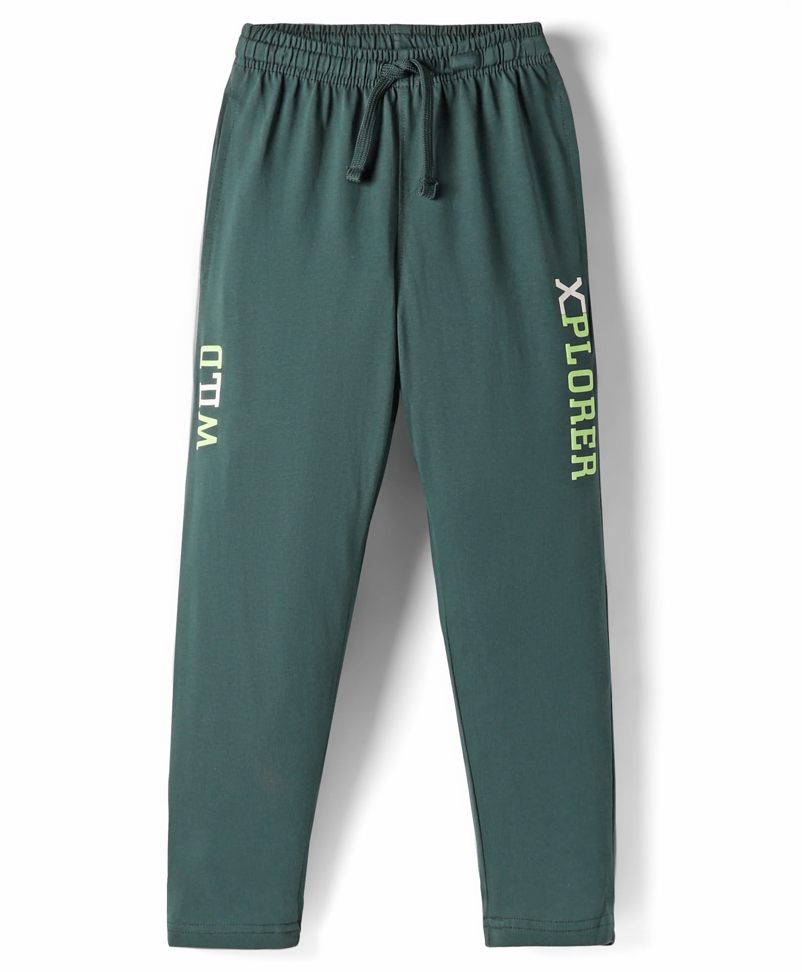 Doreme Single Jersey Full Length Track Pant With Text Print - Dark Green-picture-13