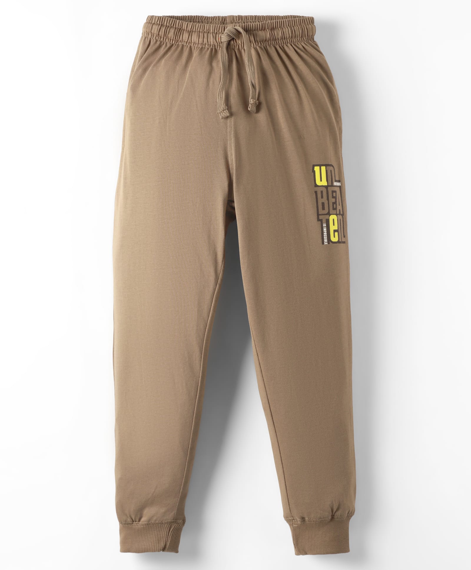 Doreme Single Jersey Full Length Lounge Pant With Text Print - Brown-picture-17