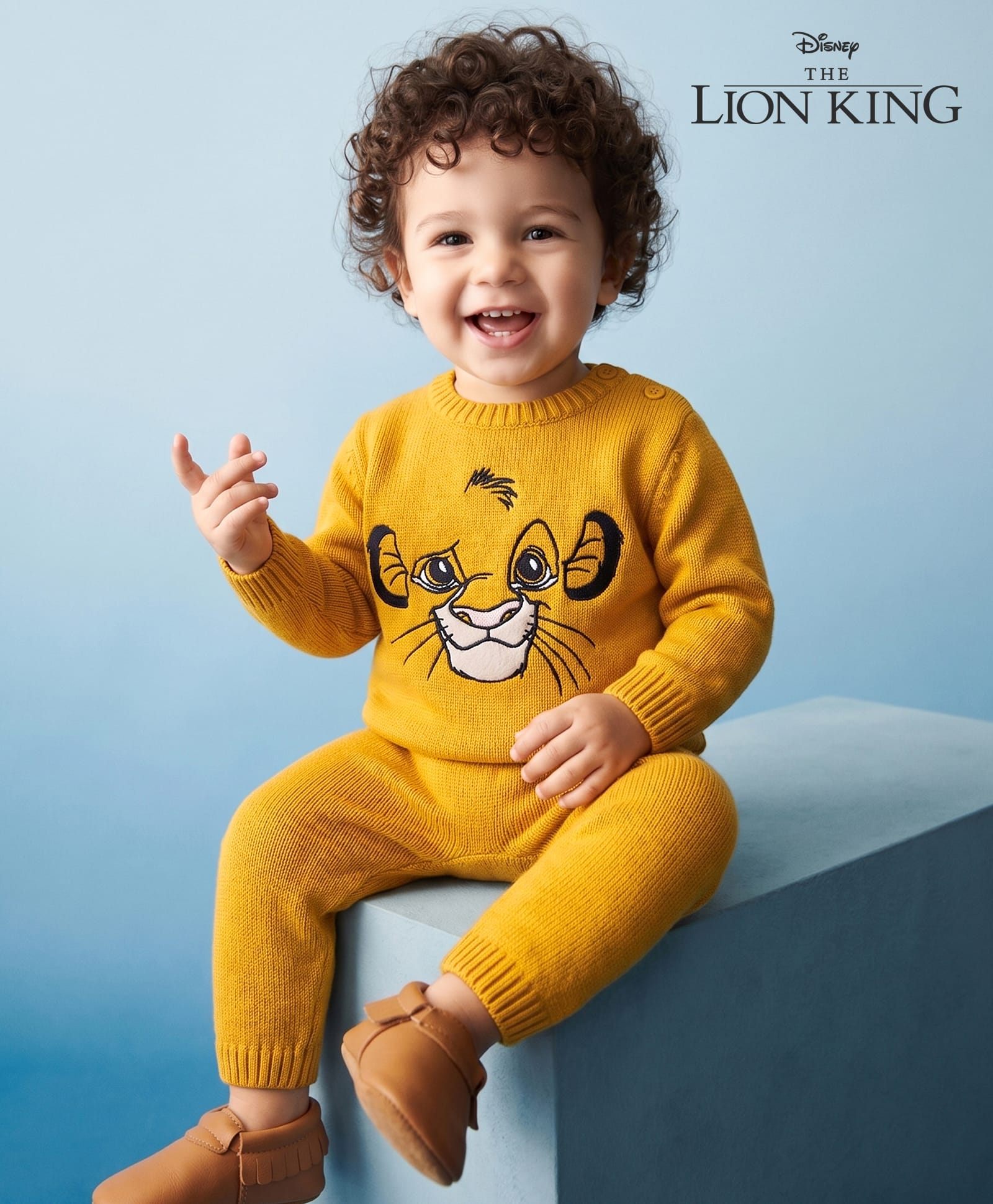 Babyhug Disney Woven Full Sleeves Sweater Set With Lion King Graphics - Yellow-image-44