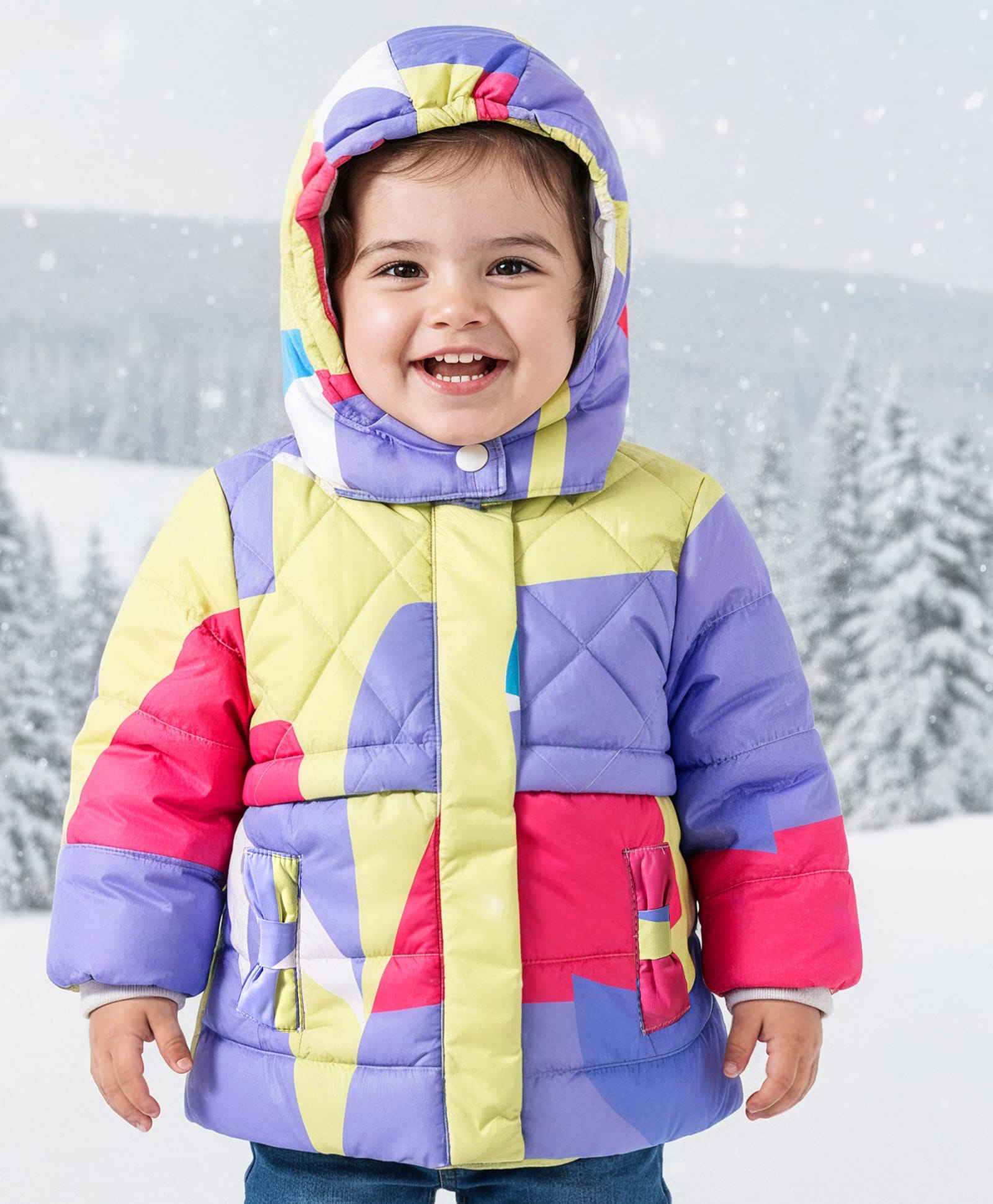 Babyoye Woven Full Sleeves Printed Hooded Padded Jacket - Multicolor-picture-16