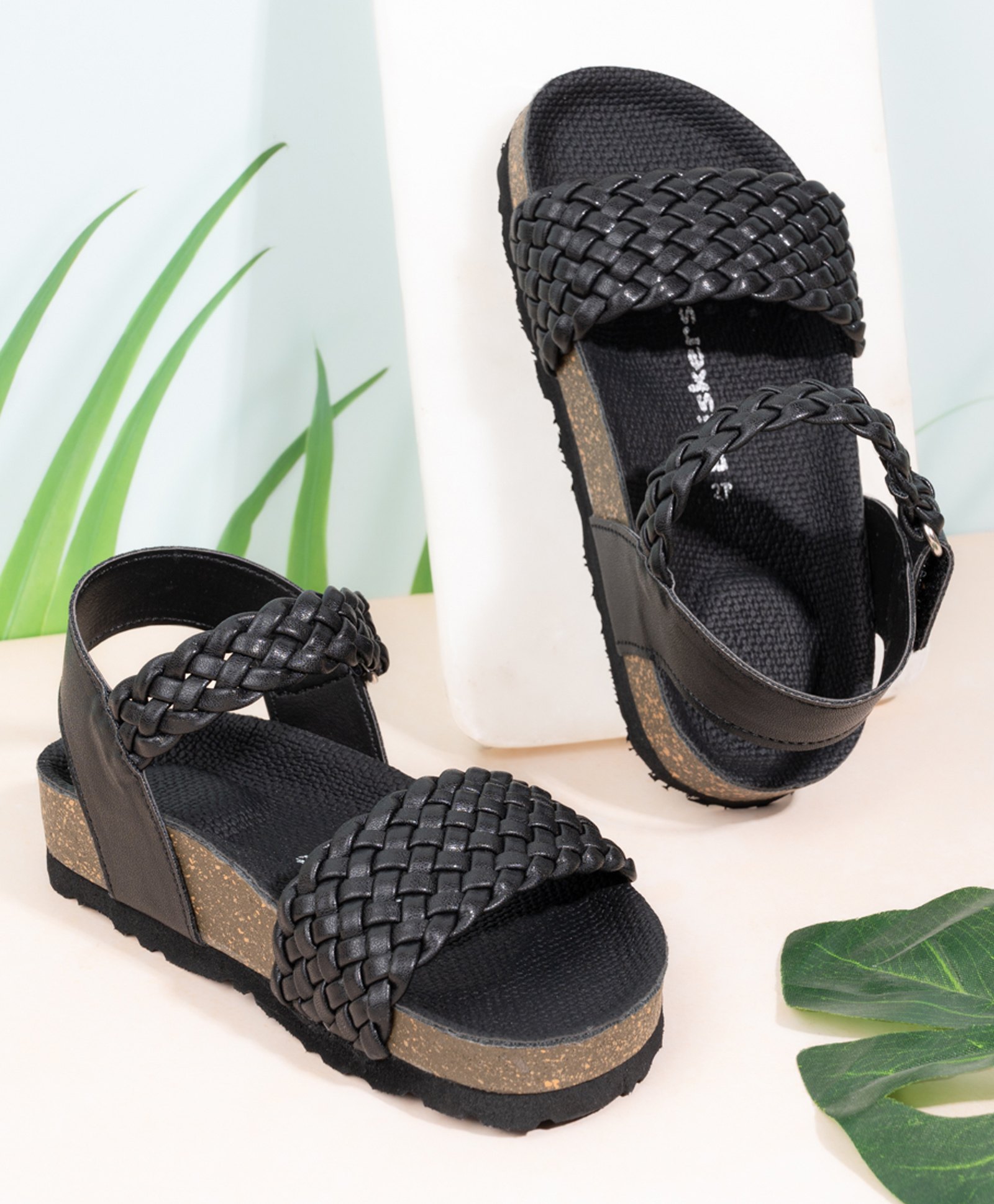 Briskers Basket Weave Designed Sandals - Black-picture-6