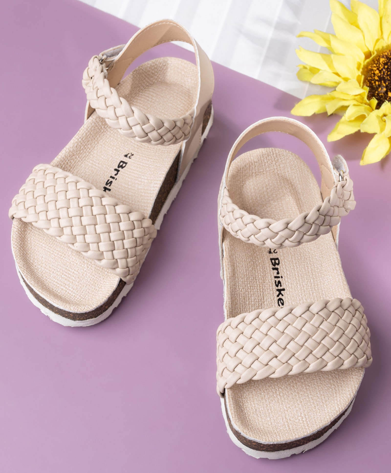 Briskers Basket Weave Designed Sandals - Cream & Beige-picture-26