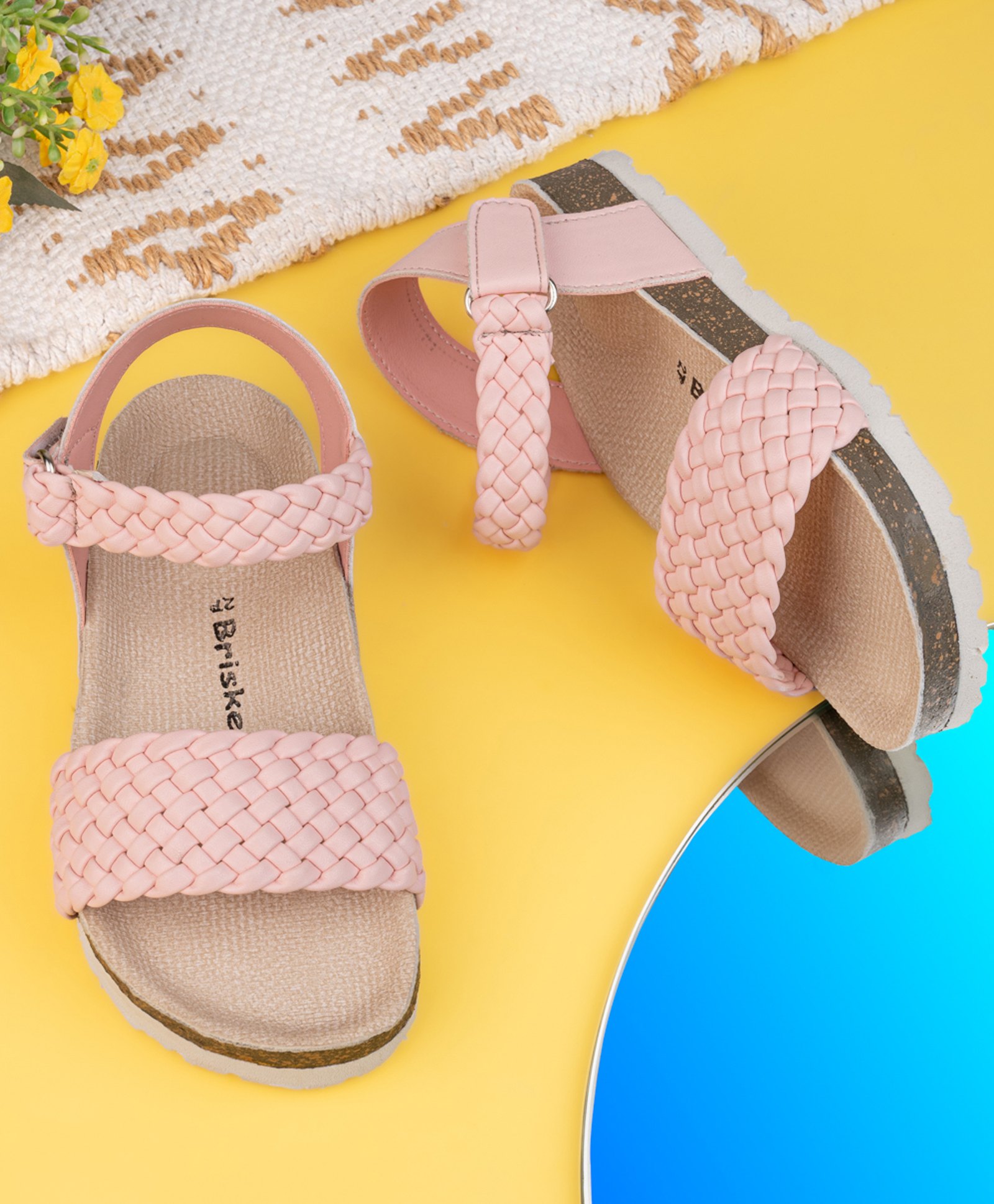 Briskers Basket Weave Designed Sandals - Pink-image-21